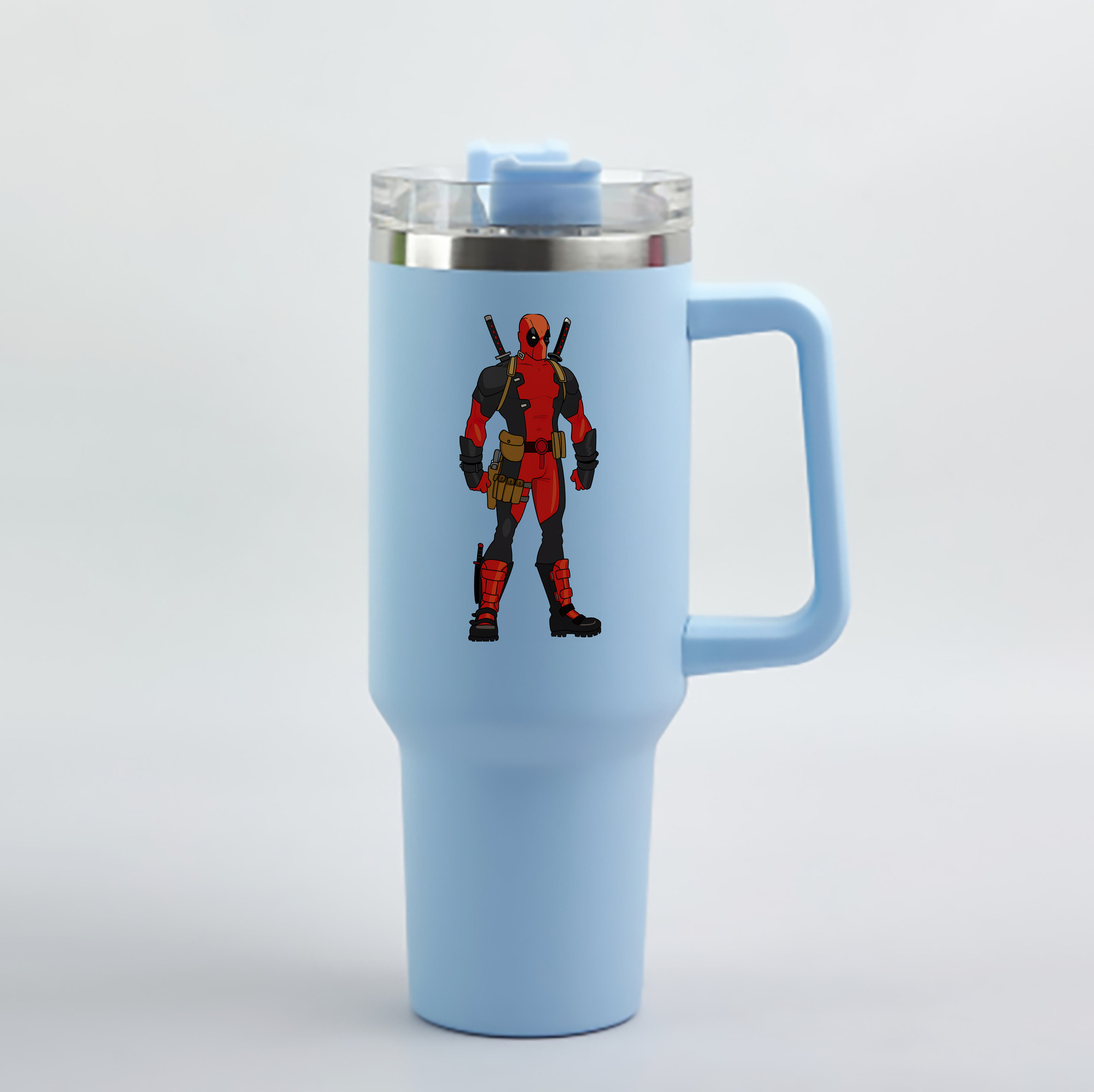 （画像用） Deadpool デッドプール 1200mL車用タンブラー - クリスタルステッカー（プラスチックストロー付き）