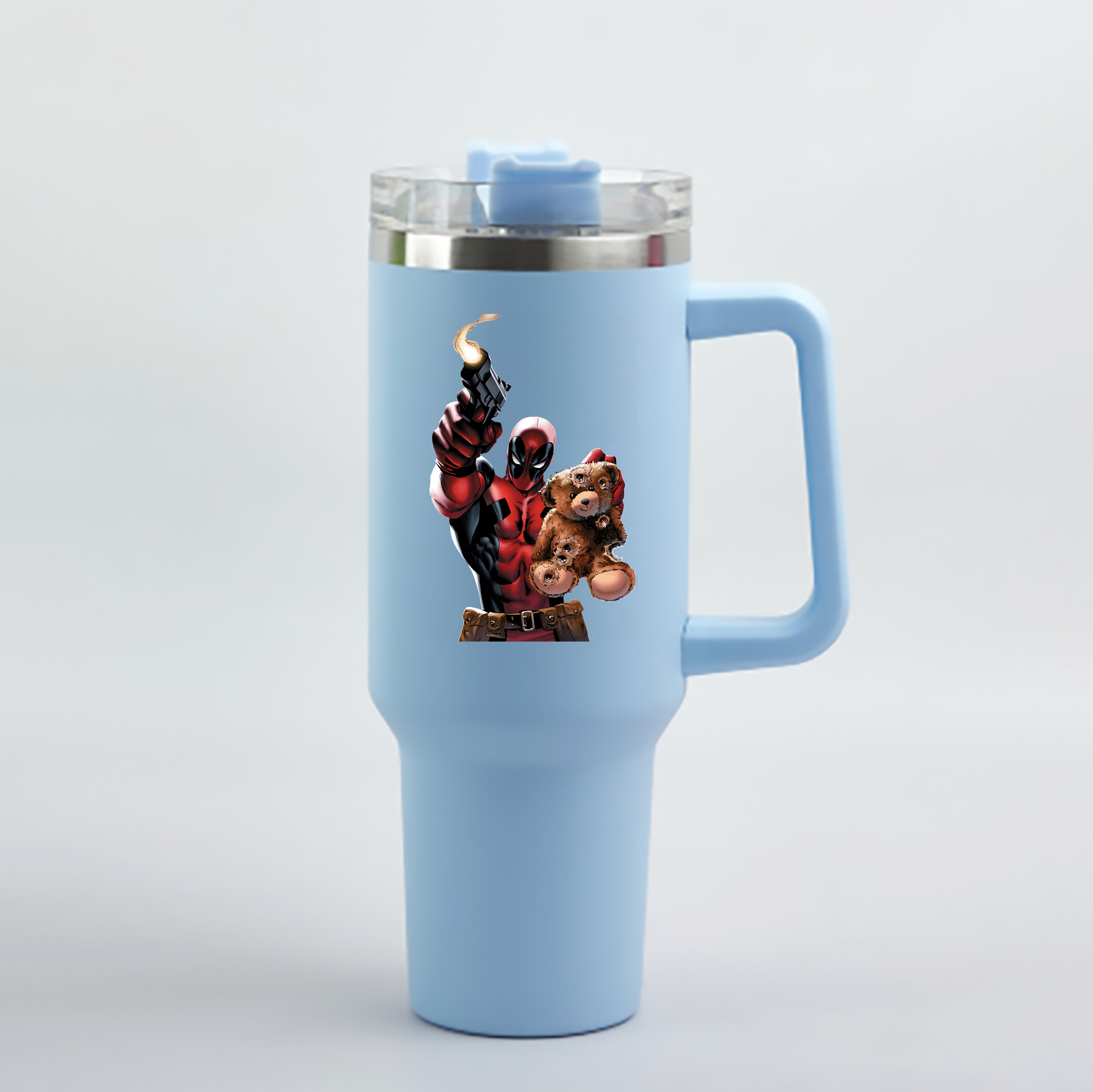（画像用） Deadpool デッドプール 1200mL車用タンブラー - クリスタルステッカー（プラスチックストロー付き）