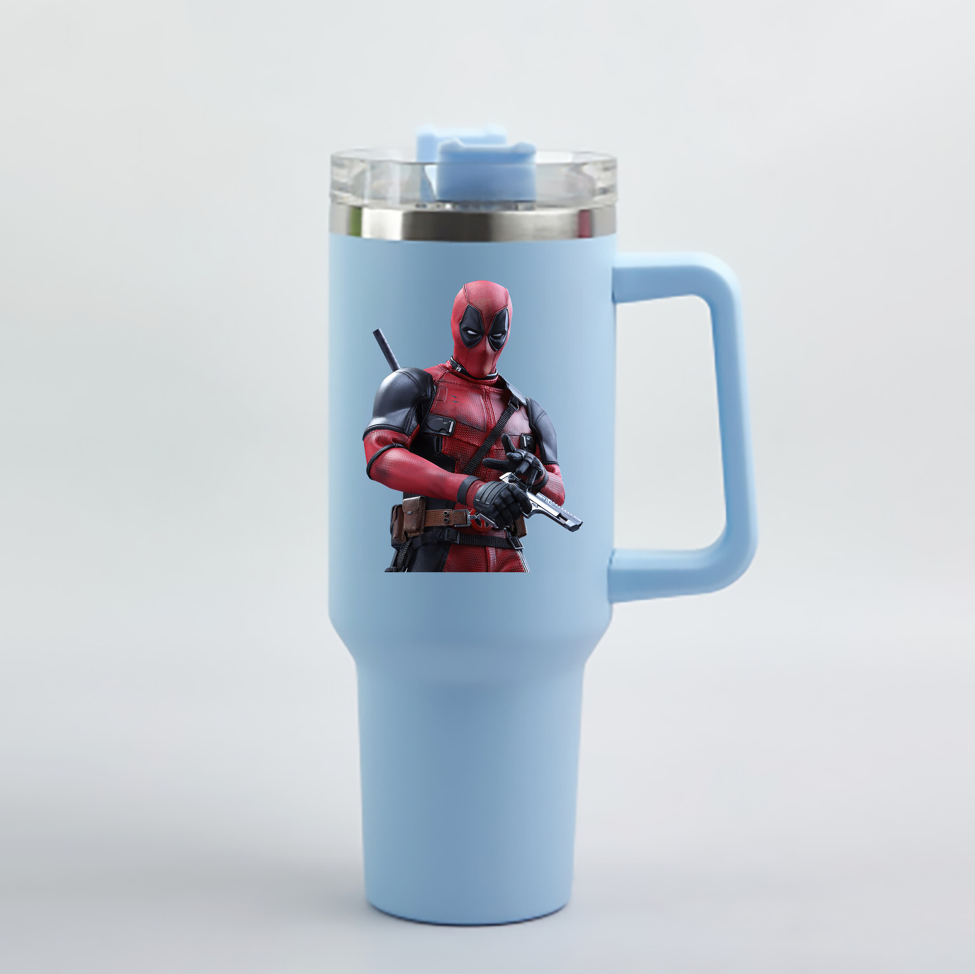 （画像用） Deadpool デッドプール 1200mL車用タンブラー - クリスタルステッカー（プラスチックストロー付き）