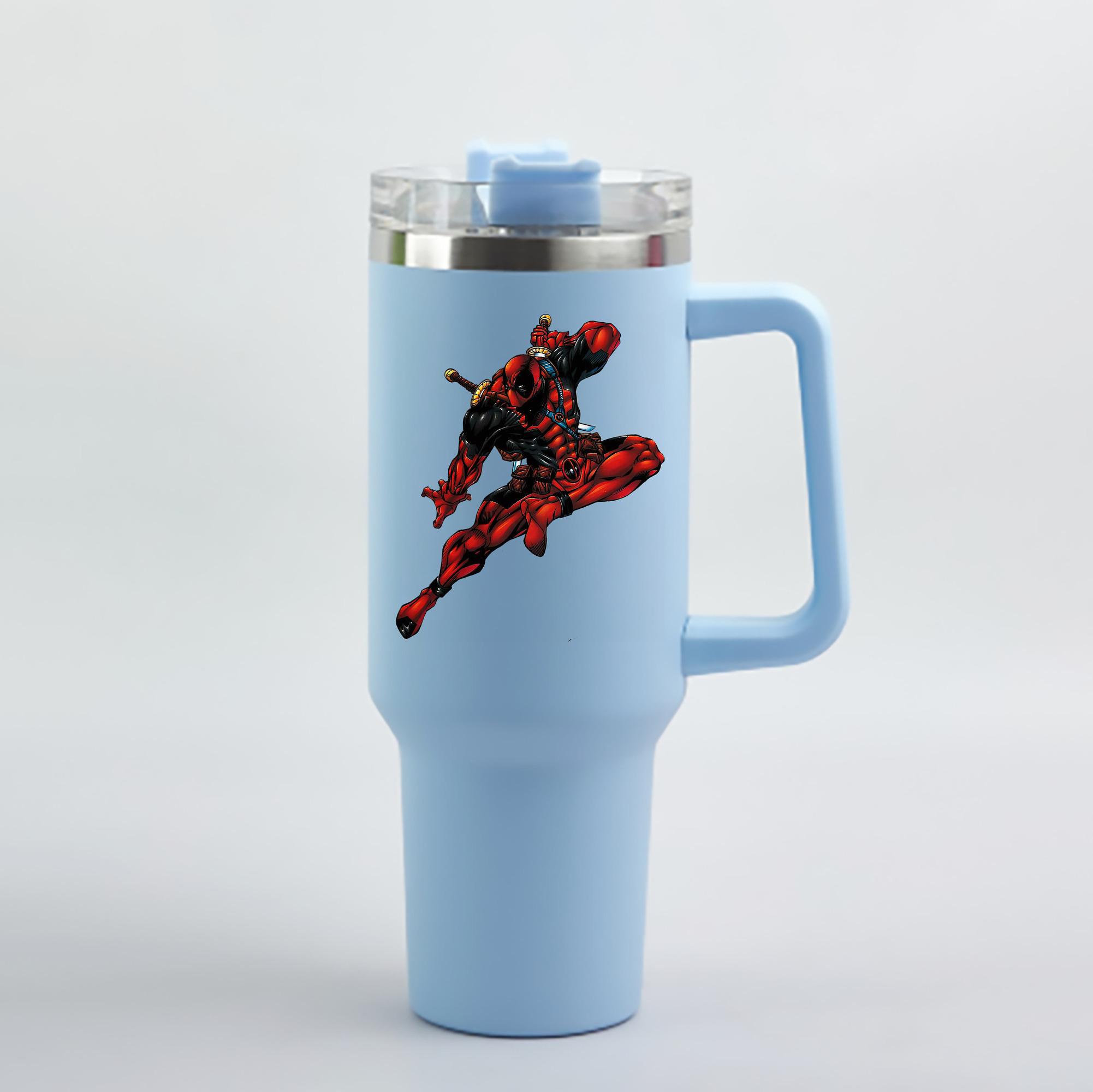 （画像用） Deadpool デッドプール 1200mL車用タンブラー - クリスタルステッカー（プラスチックストロー付き）