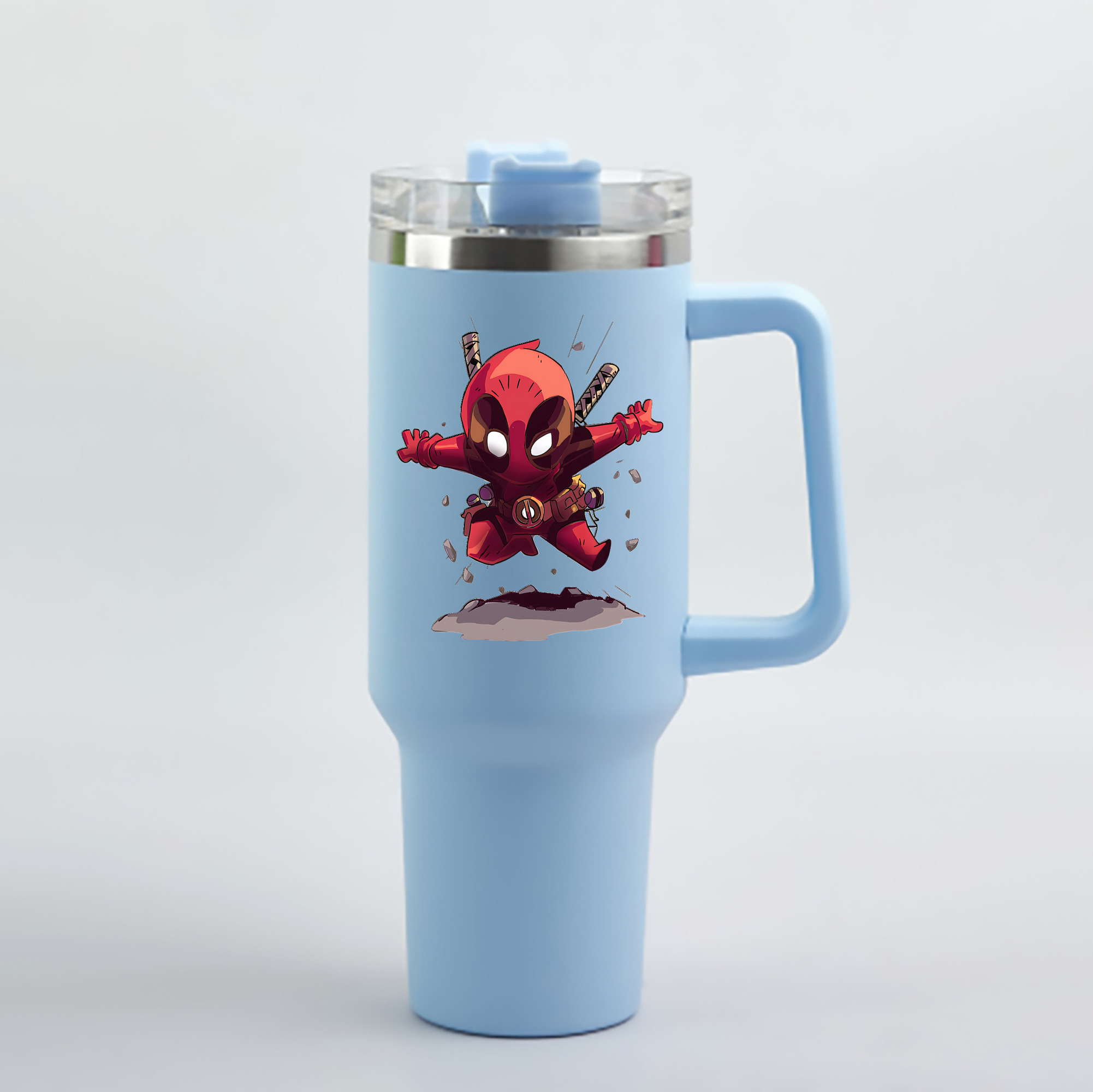 （画像用） Deadpool デッドプール 1200mL車用タンブラー - クリスタルステッカー（プラスチックストロー付き）