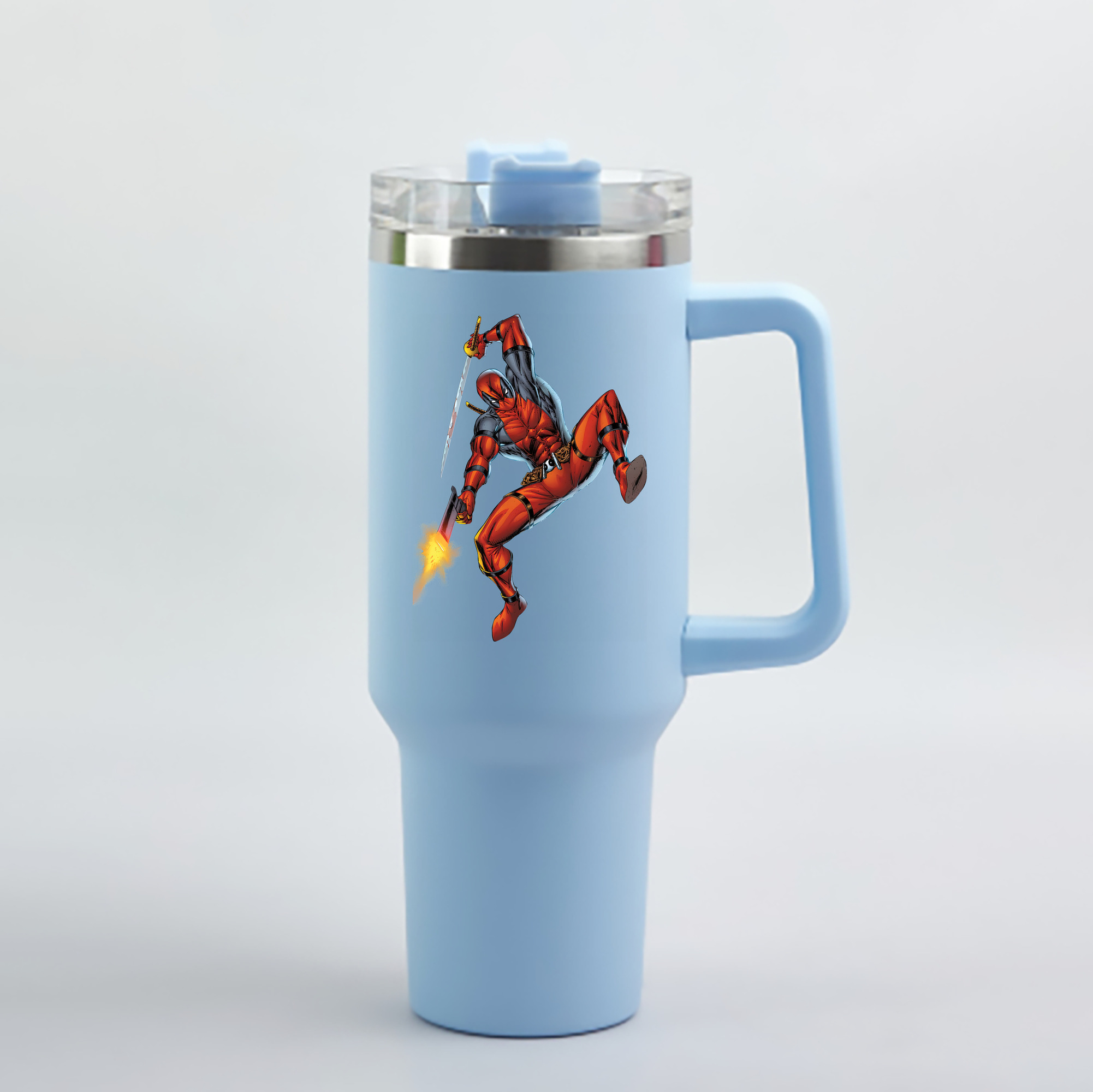 （画像用） Deadpool デッドプール 1200mL車用タンブラー - クリスタルステッカー（プラスチックストロー付き）