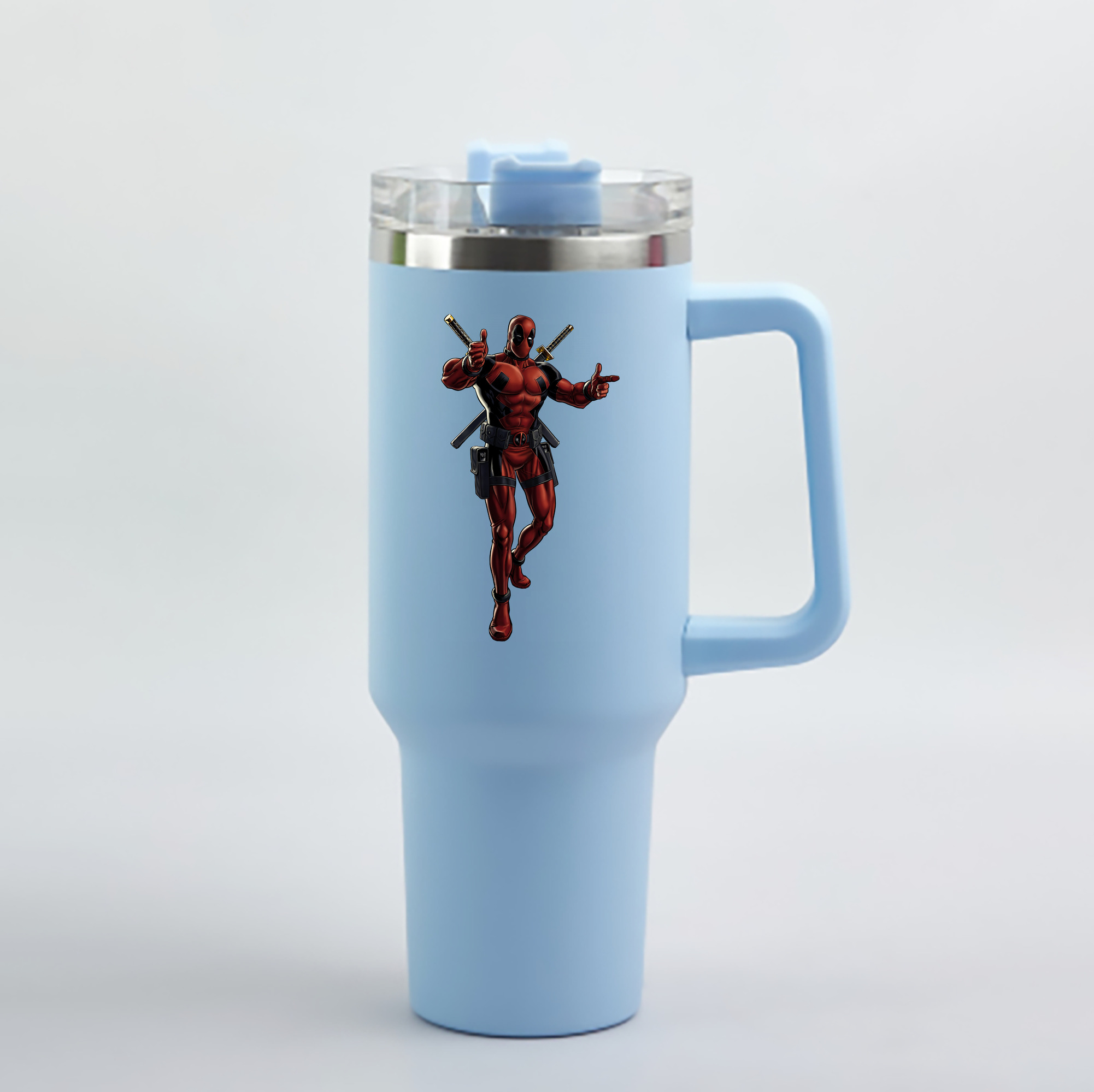 （画像用） Deadpool デッドプール 1200mL車用タンブラー - クリスタルステッカー（プラスチックストロー付き）