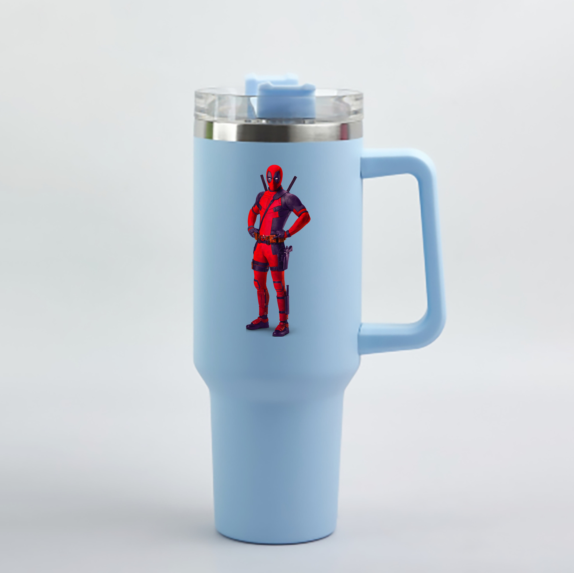 （画像用） Deadpool デッドプール 1200mL車用タンブラー - クリスタルステッカー（プラスチックストロー付き）