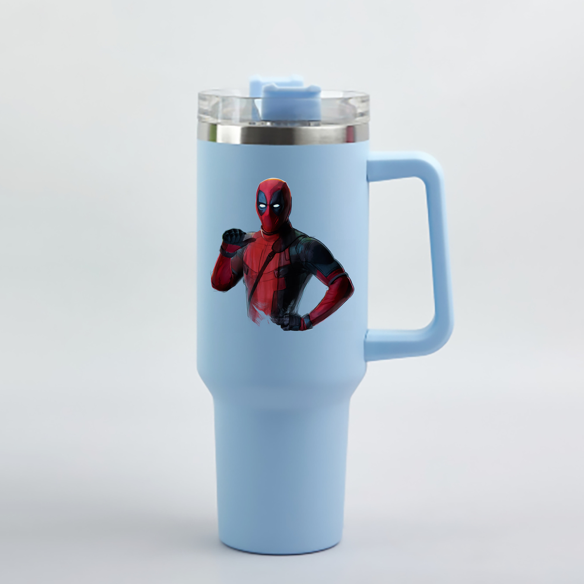 （画像用） Deadpool デッドプール 1200mL車用タンブラー - クリスタルステッカー（プラスチックストロー付き）