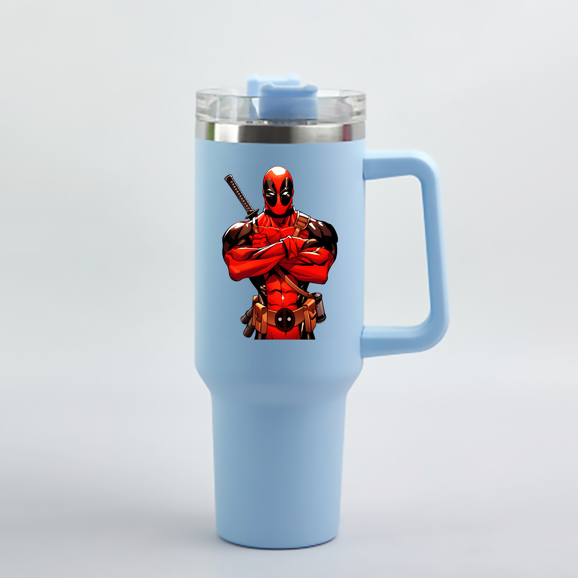 （画像用） Deadpool デッドプール 1200mL車用タンブラー - クリスタルステッカー（プラスチックストロー付き）