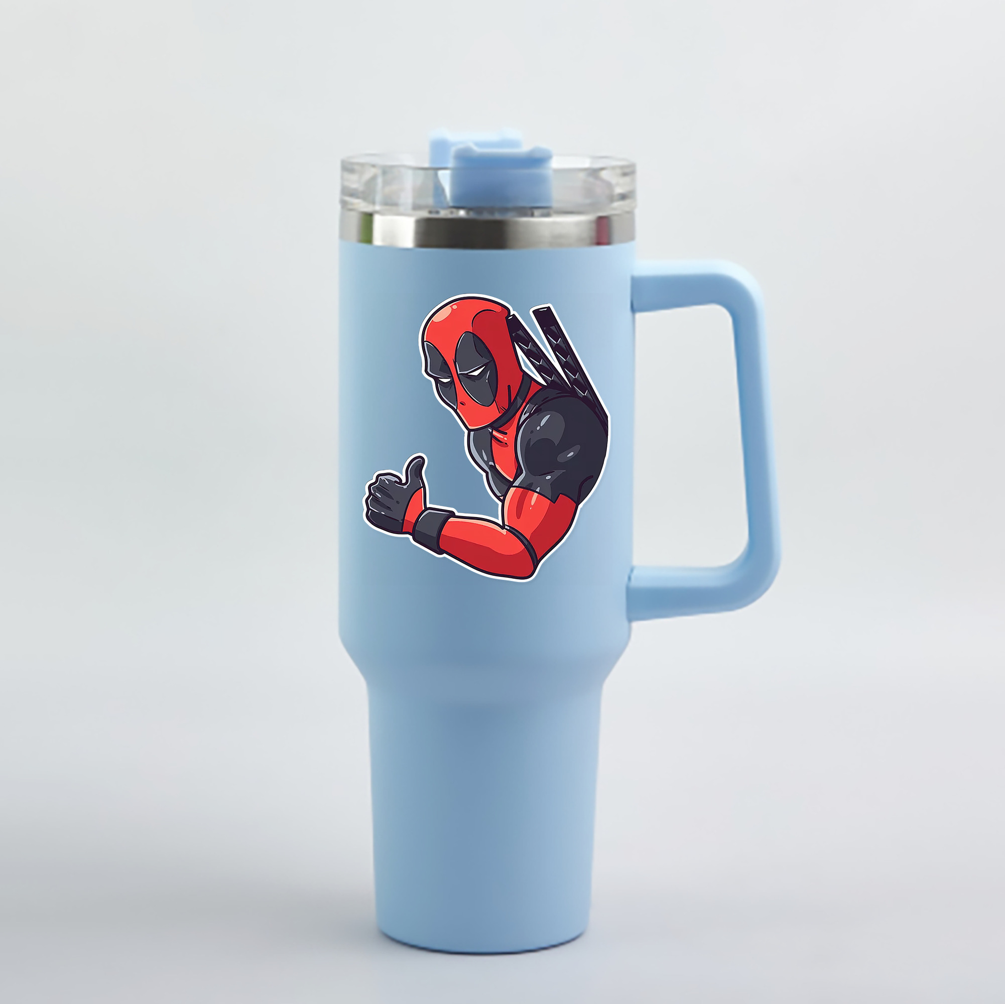 （画像用） Deadpool デッドプール 1200mL車用タンブラー - クリスタルステッカー（プラスチックストロー付き）