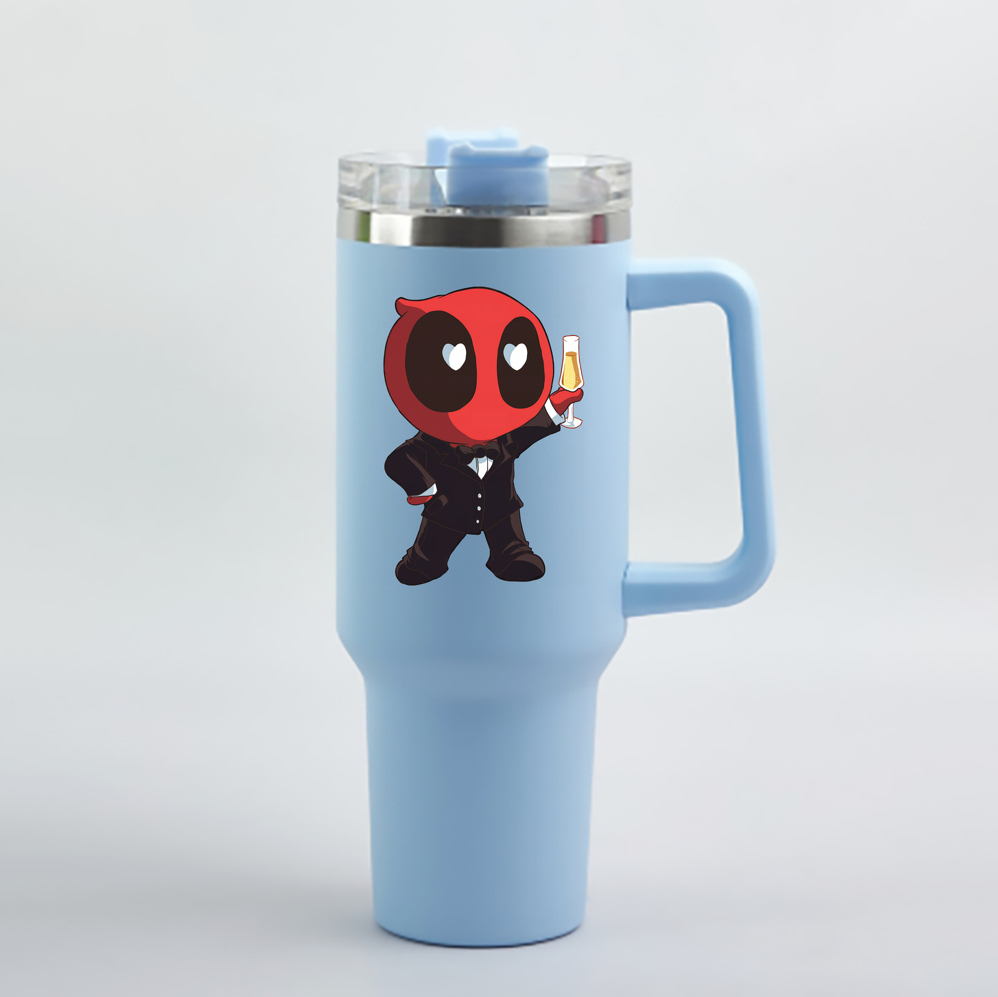 （画像用） Deadpool デッドプール 1200mL車用タンブラー - クリスタルステッカー（プラスチックストロー付き）