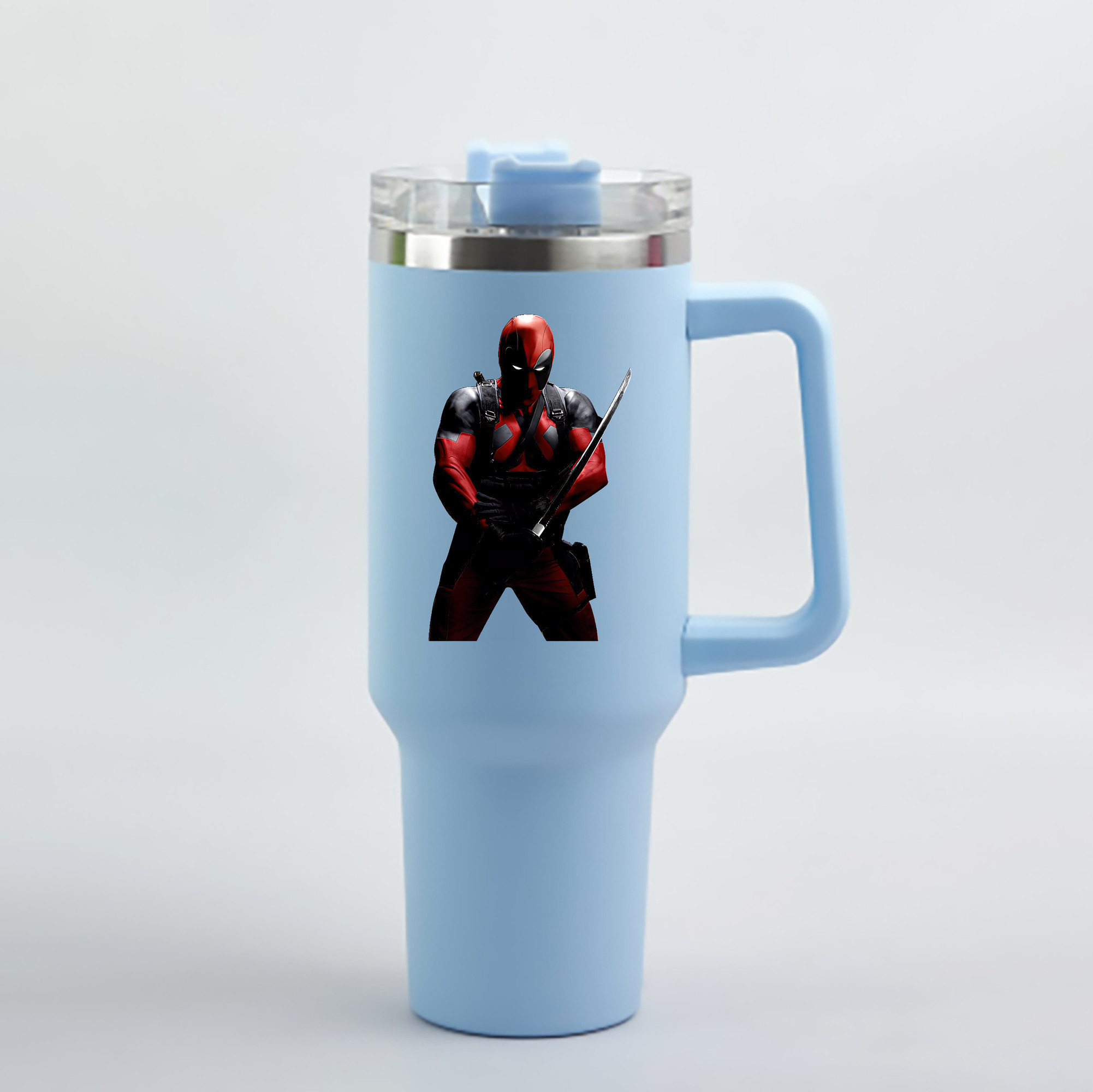（画像用） Deadpool デッドプール 1200mL車用タンブラー - クリスタルステッカー（プラスチックストロー付き）
