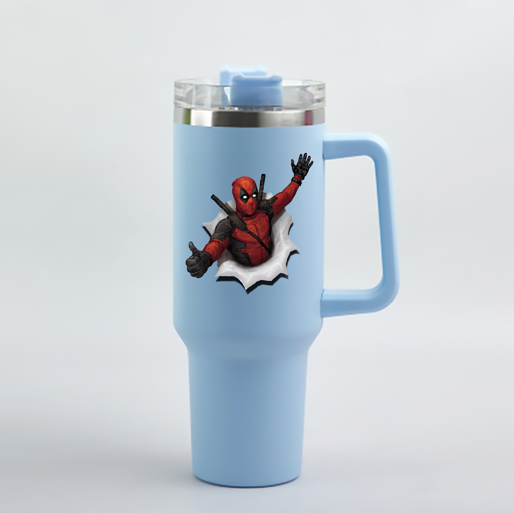（画像用） Deadpool デッドプール 1200mL車用タンブラー - クリスタルステッカー（プラスチックストロー付き）