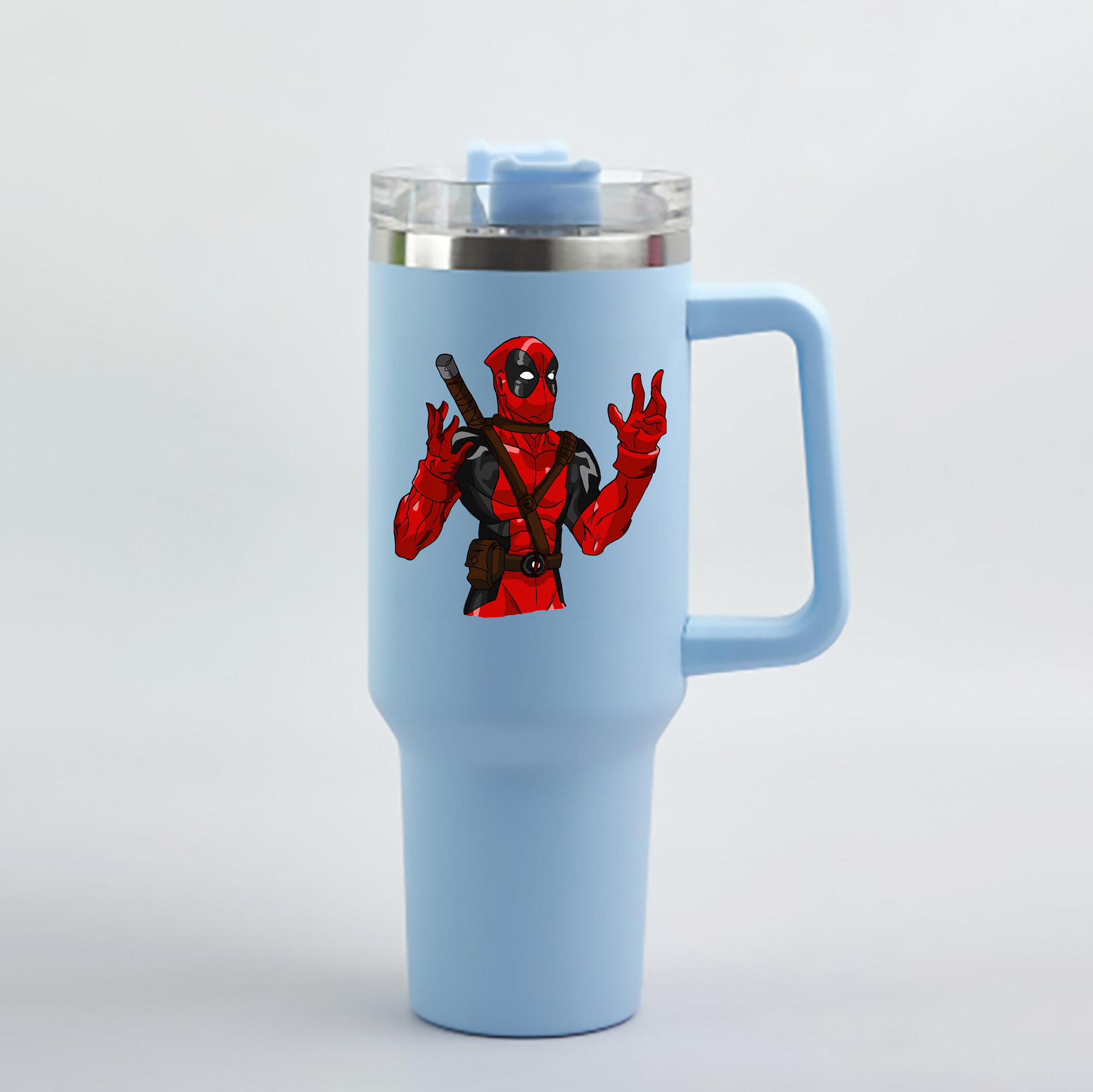 （画像用） Deadpool デッドプール 1200mL車用タンブラー - クリスタルステッカー（プラスチックストロー付き）
