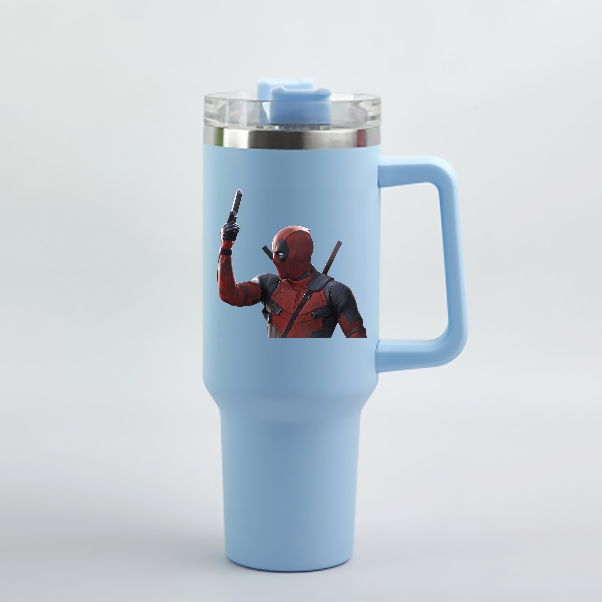 （画像用） Deadpool デッドプール 1200mL車用タンブラー - クリスタルステッカー（プラスチックストロー付き）