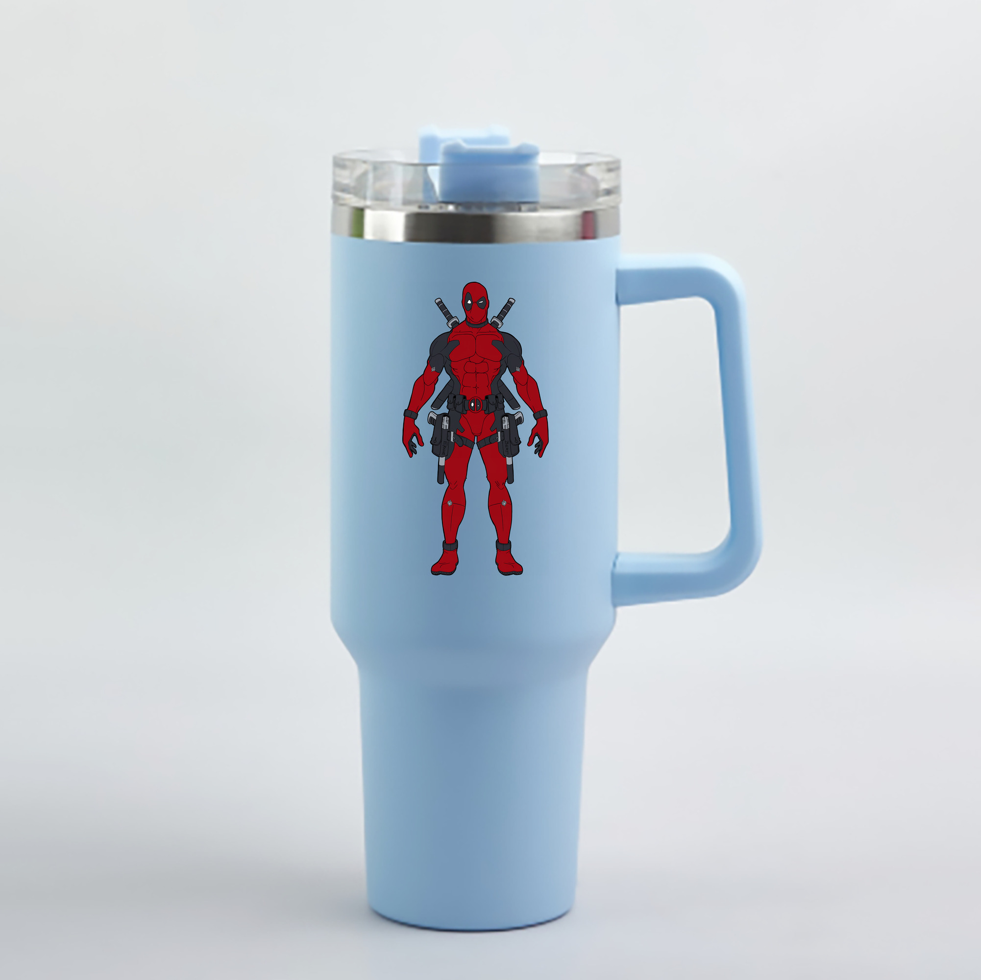 （画像用） Deadpool デッドプール 1200mL車用タンブラー - クリスタルステッカー（プラスチックストロー付き）