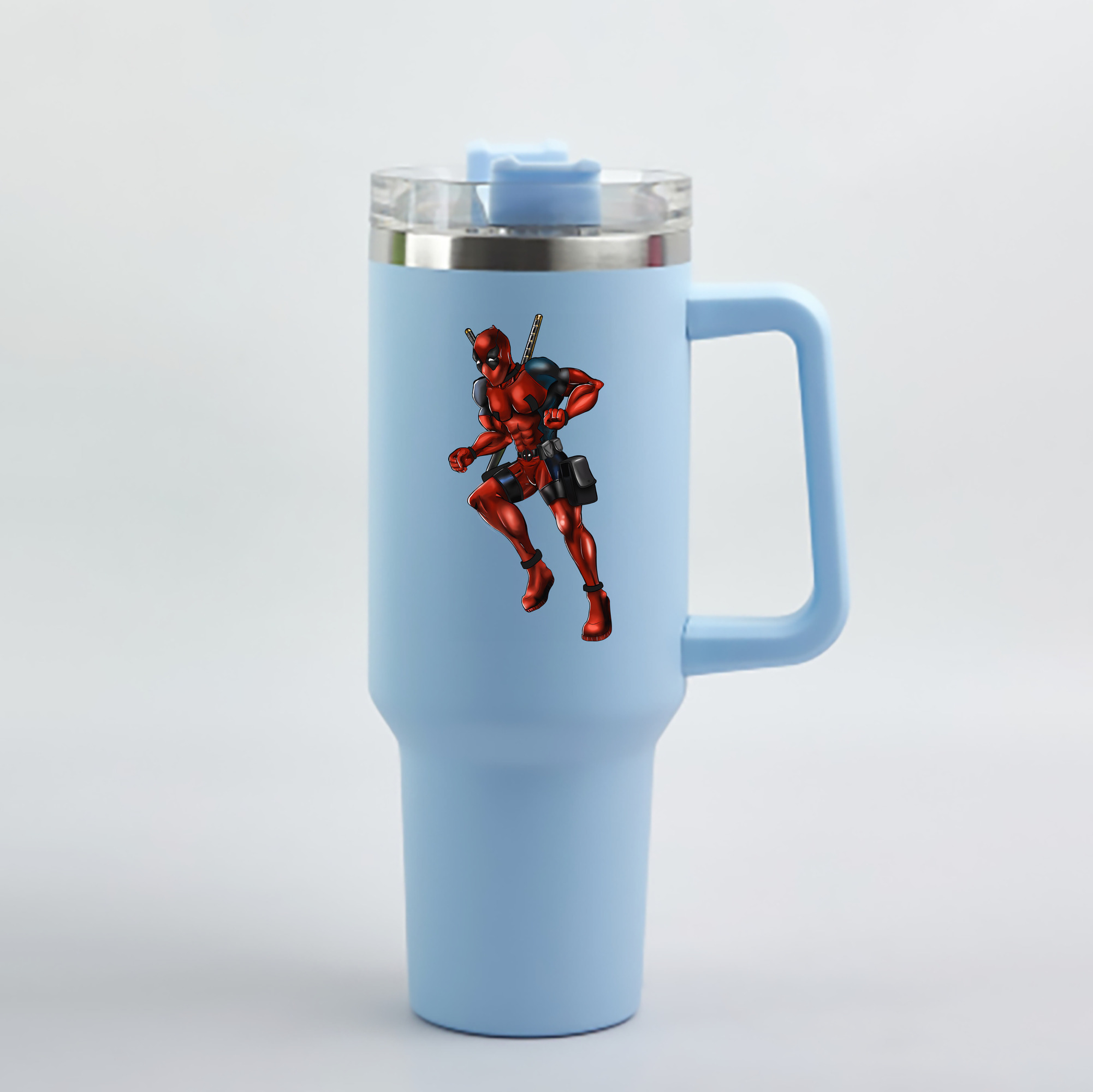 （画像用） Deadpool デッドプール 1200mL車用タンブラー - クリスタルステッカー（プラスチックストロー付き）