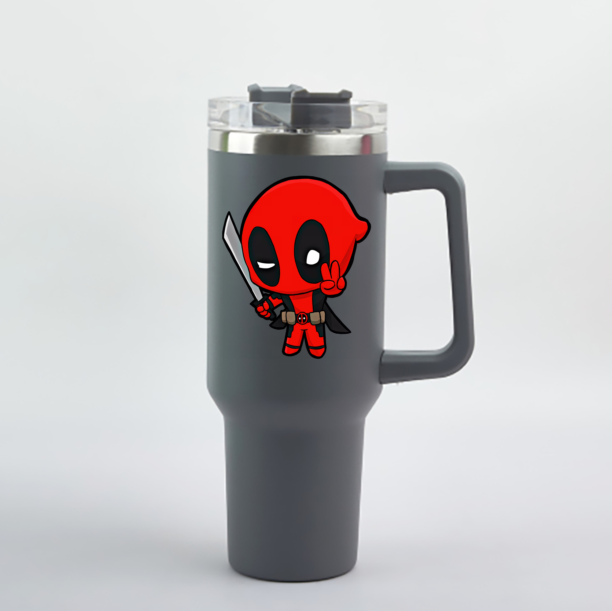 （画像用） Deadpool デッドプール 1200mL車用タンブラー - クリスタルステッカー（プラスチックストロー付き）