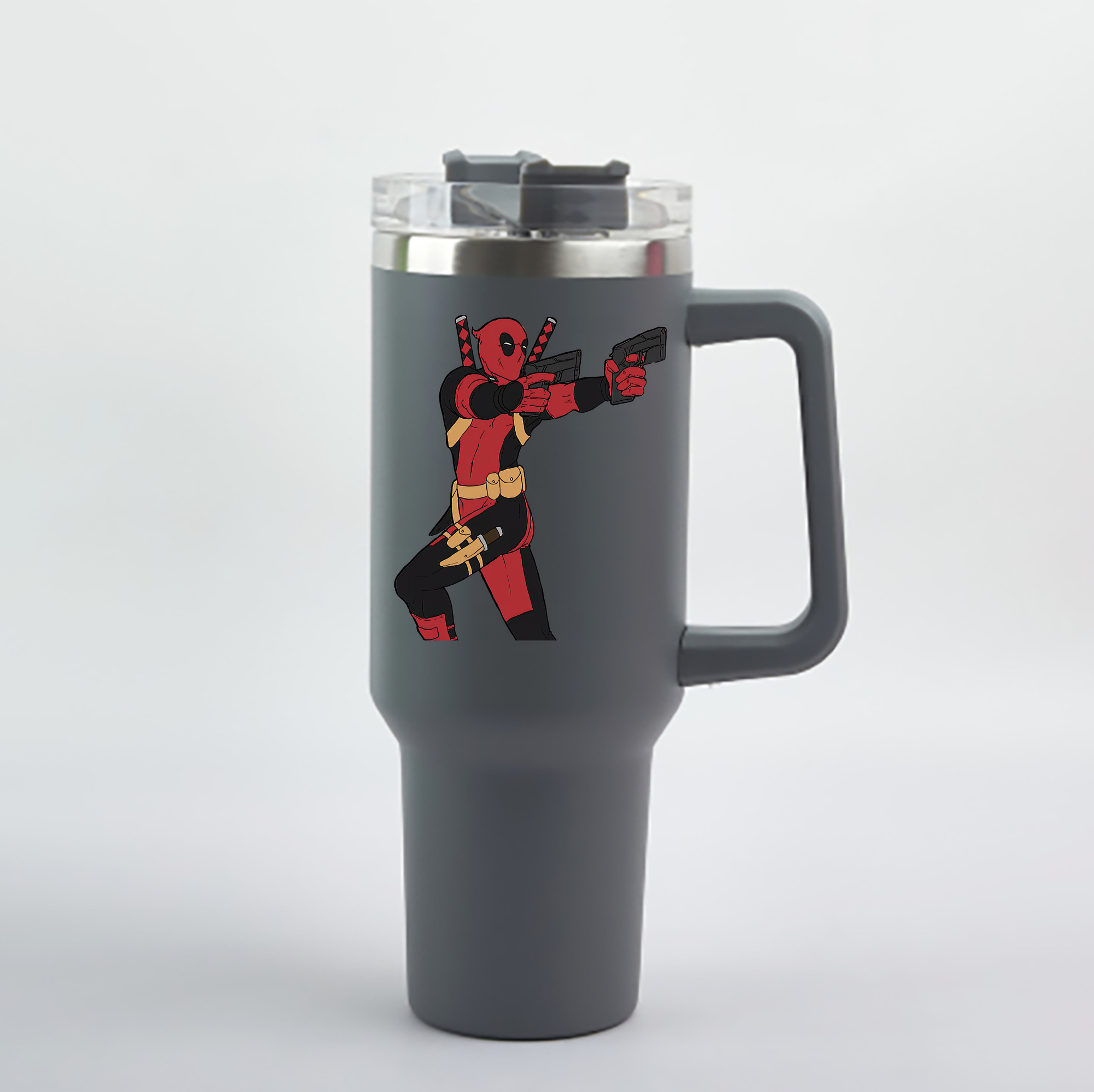（画像用） Deadpool デッドプール 1200mL車用タンブラー - クリスタルステッカー（プラスチックストロー付き）