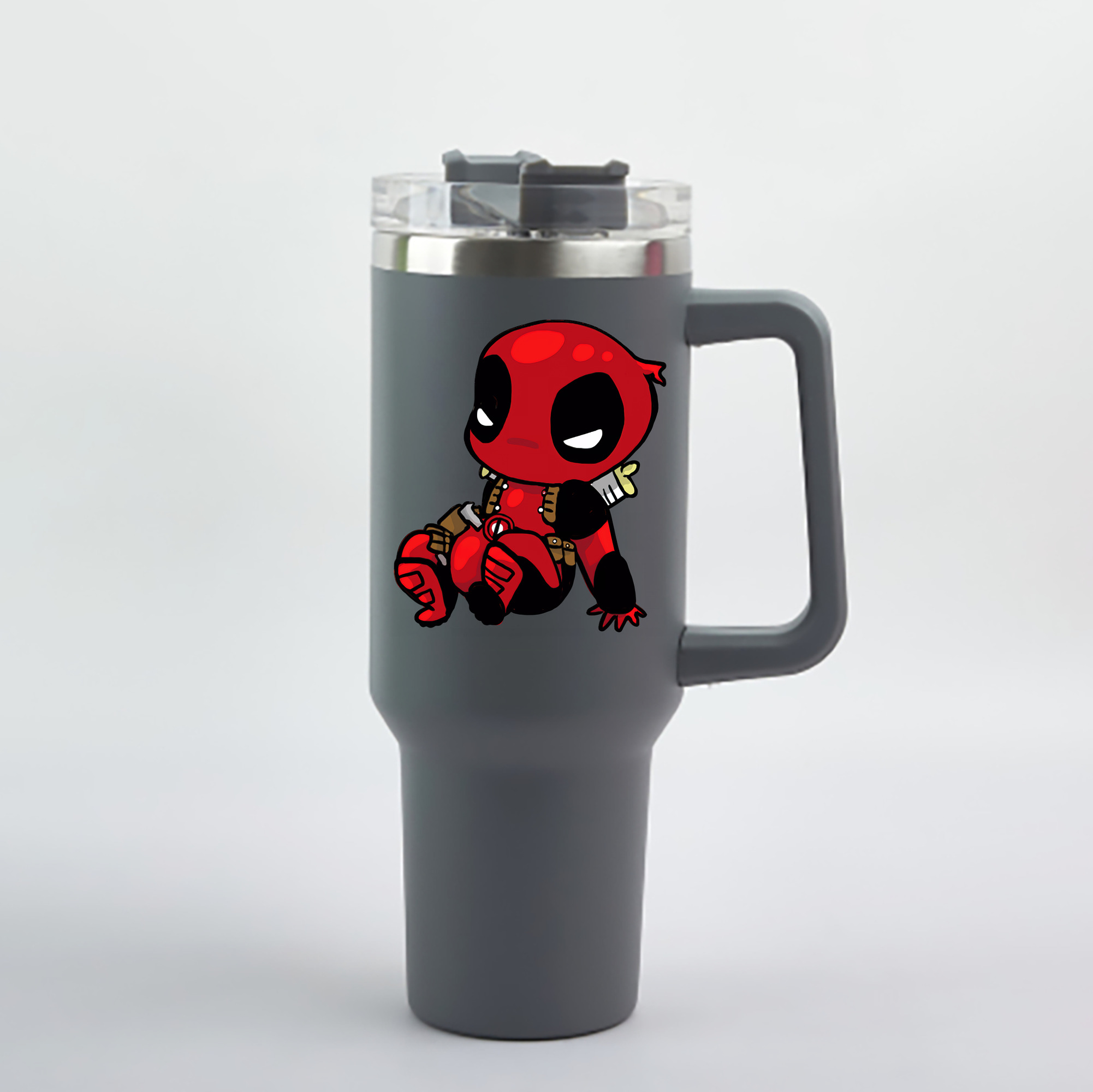 （画像用） Deadpool デッドプール 1200mL車用タンブラー - クリスタルステッカー（プラスチックストロー付き）