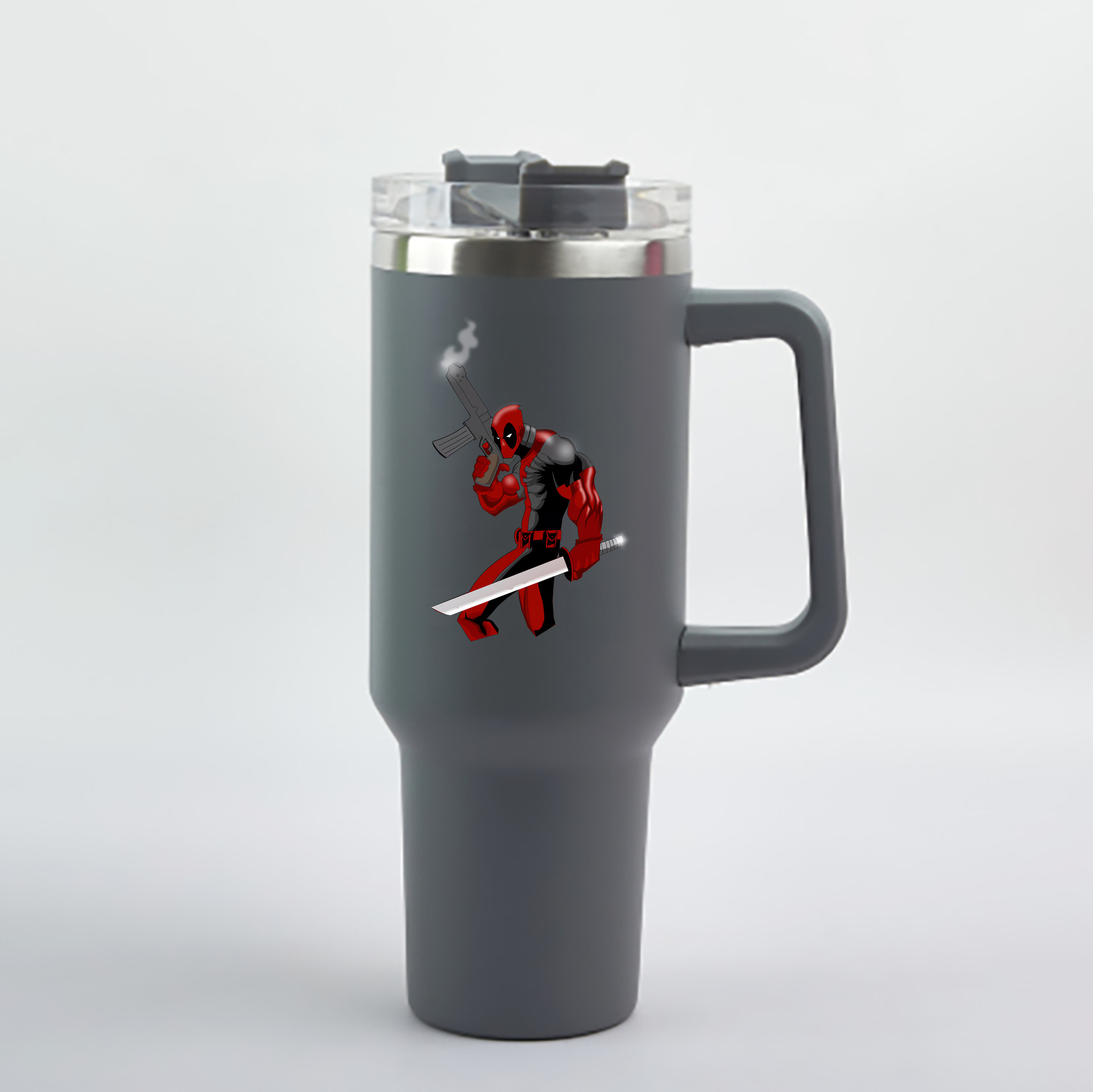 （画像用） Deadpool デッドプール 1200mL車用タンブラー - クリスタルステッカー（プラスチックストロー付き）