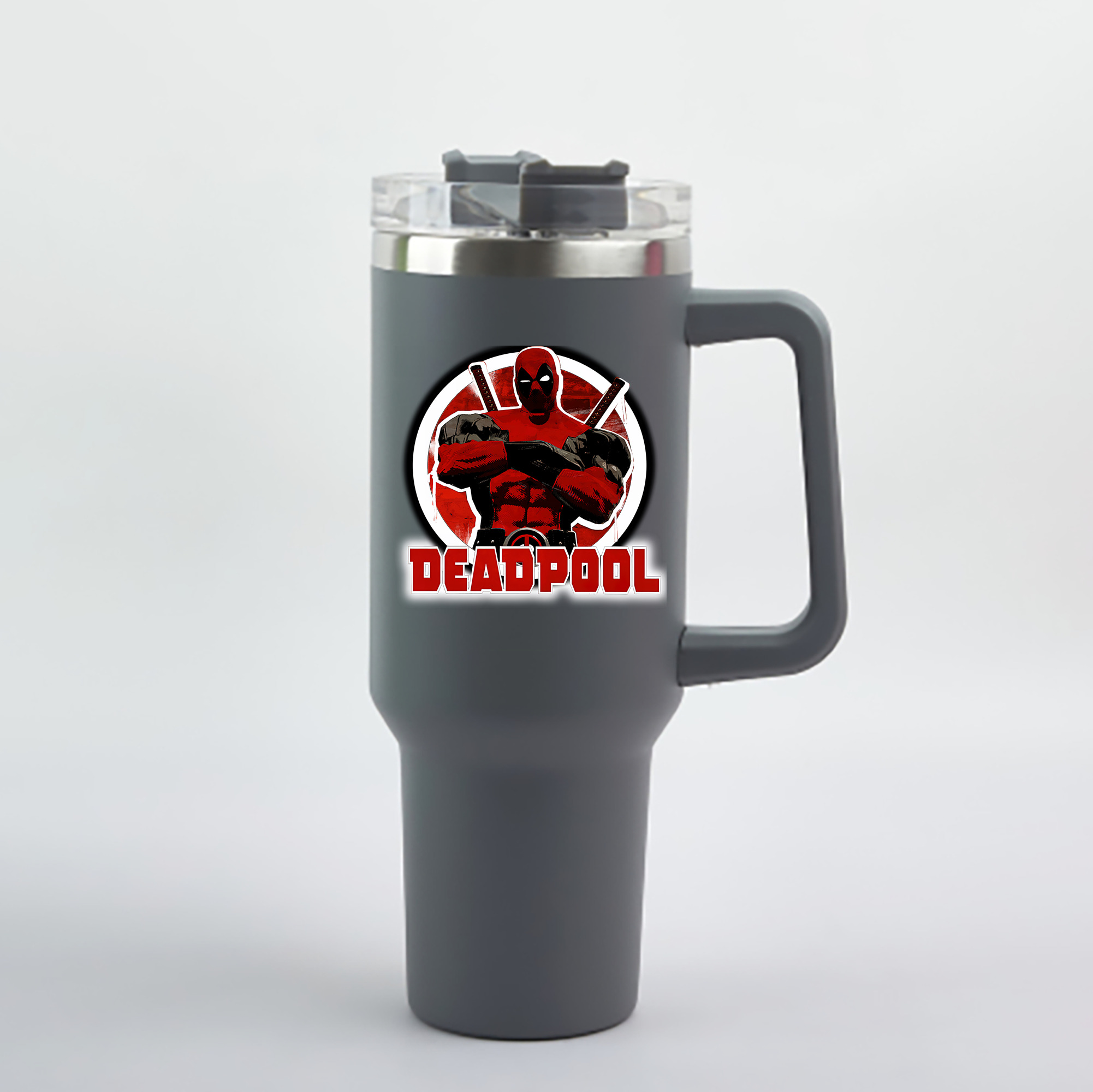 （画像用） Deadpool デッドプール 1200mL車用タンブラー - クリスタルステッカー（プラスチックストロー付き）