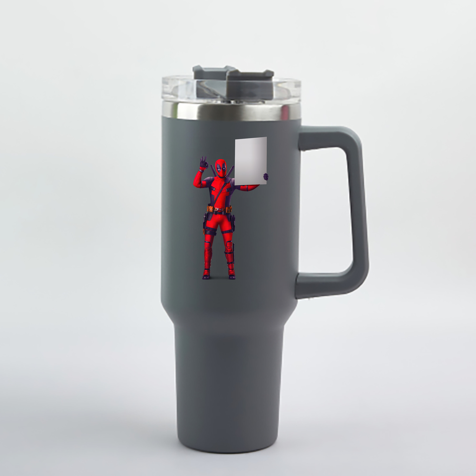 （画像用） Deadpool デッドプール 1200mL車用タンブラー - クリスタルステッカー（プラスチックストロー付き）