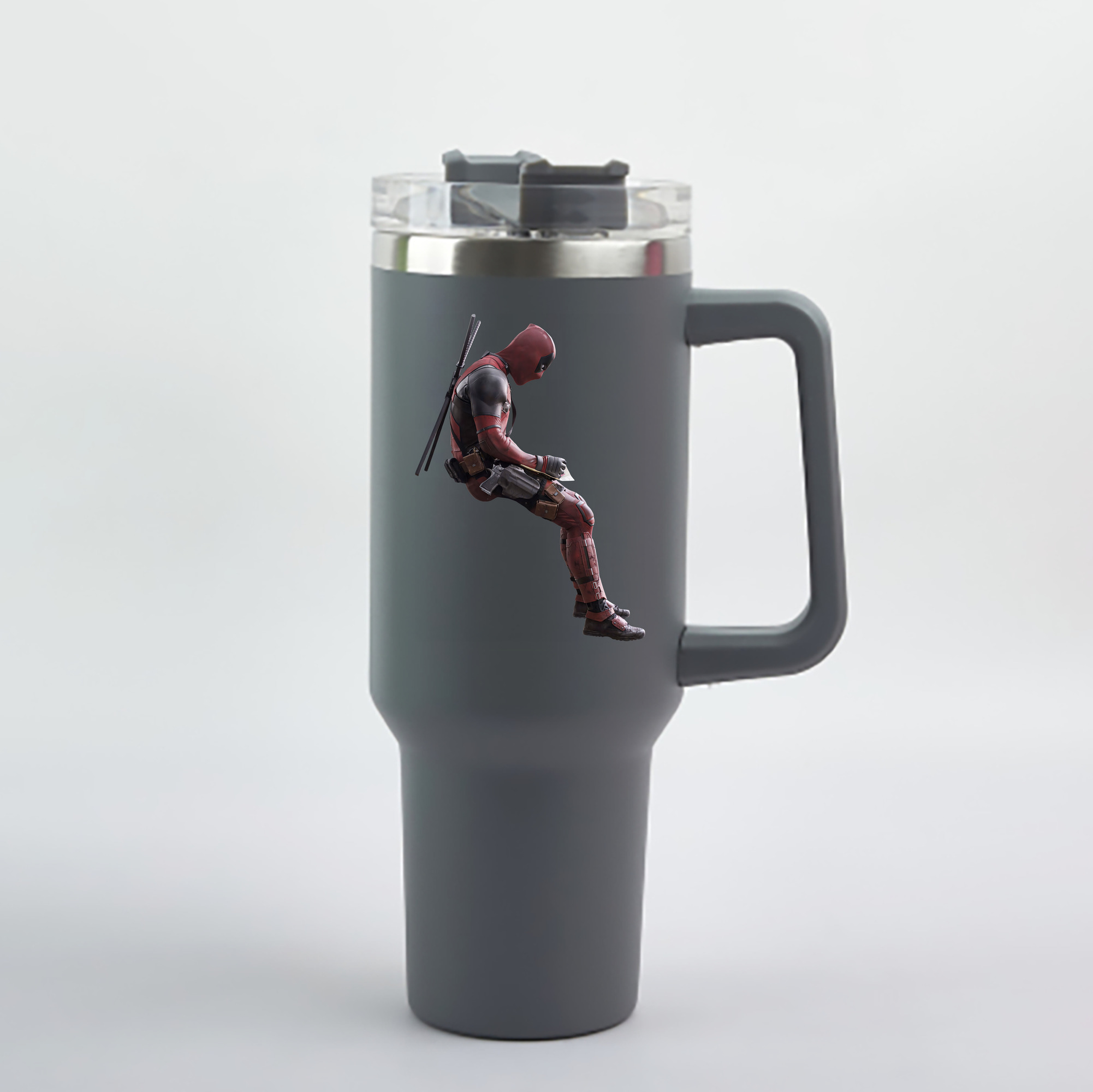 （画像用） Deadpool デッドプール 1200mL車用タンブラー - クリスタルステッカー（プラスチックストロー付き）