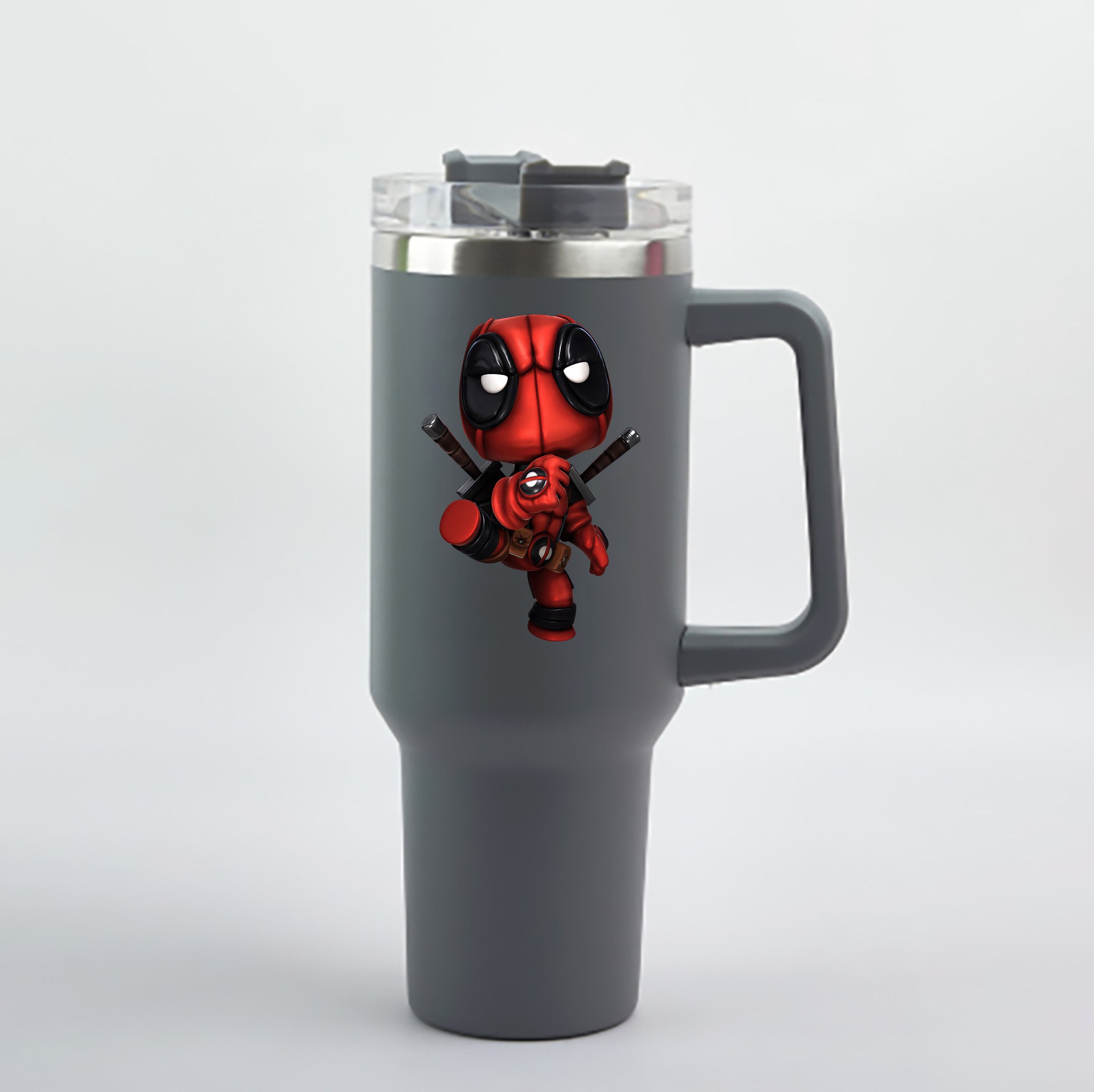 （画像用） Deadpool デッドプール 1200mL車用タンブラー - クリスタルステッカー（プラスチックストロー付き）