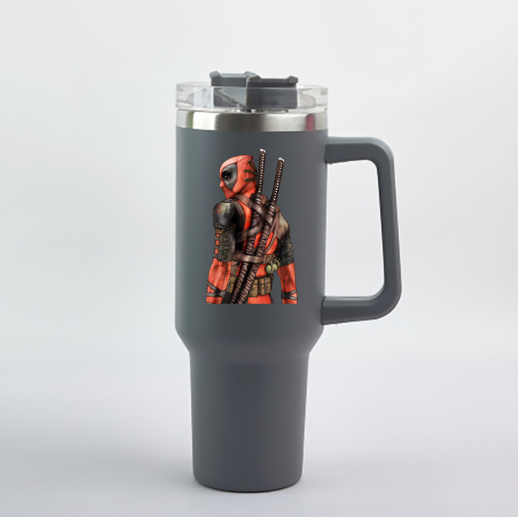（画像用） Deadpool デッドプール 1200mL車用タンブラー - クリスタルステッカー（プラスチックストロー付き）