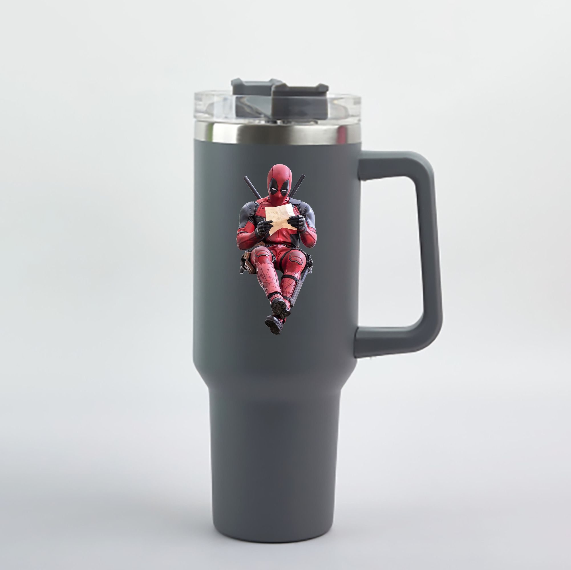 （画像用） Deadpool デッドプール 1200mL車用タンブラー - クリスタルステッカー（プラスチックストロー付き）