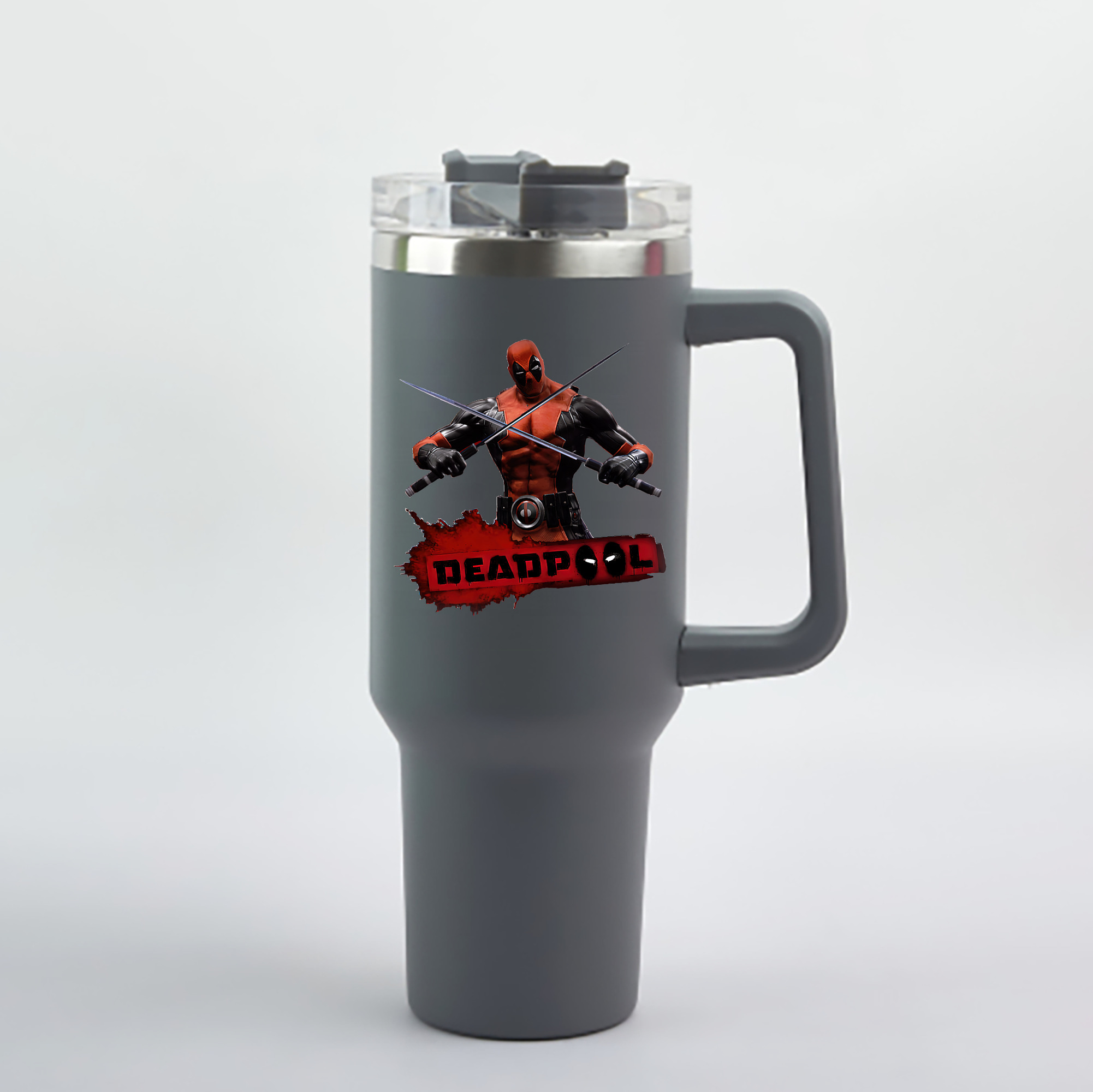 （画像用） Deadpool デッドプール 1200mL車用タンブラー - クリスタルステッカー（プラスチックストロー付き）