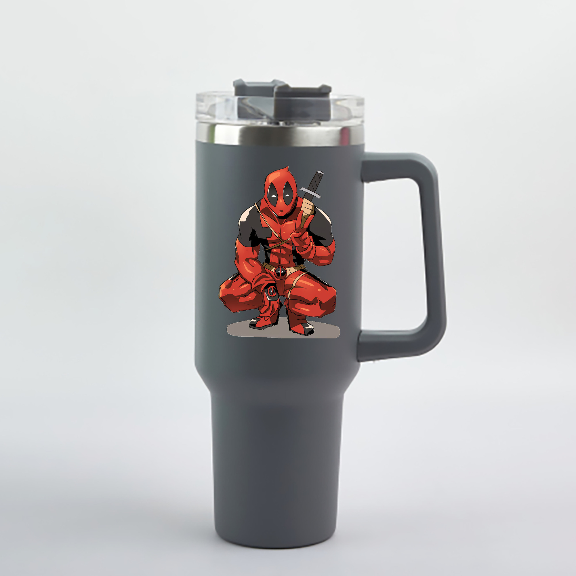 （画像用） Deadpool デッドプール 1200mL車用タンブラー - クリスタルステッカー（プラスチックストロー付き）