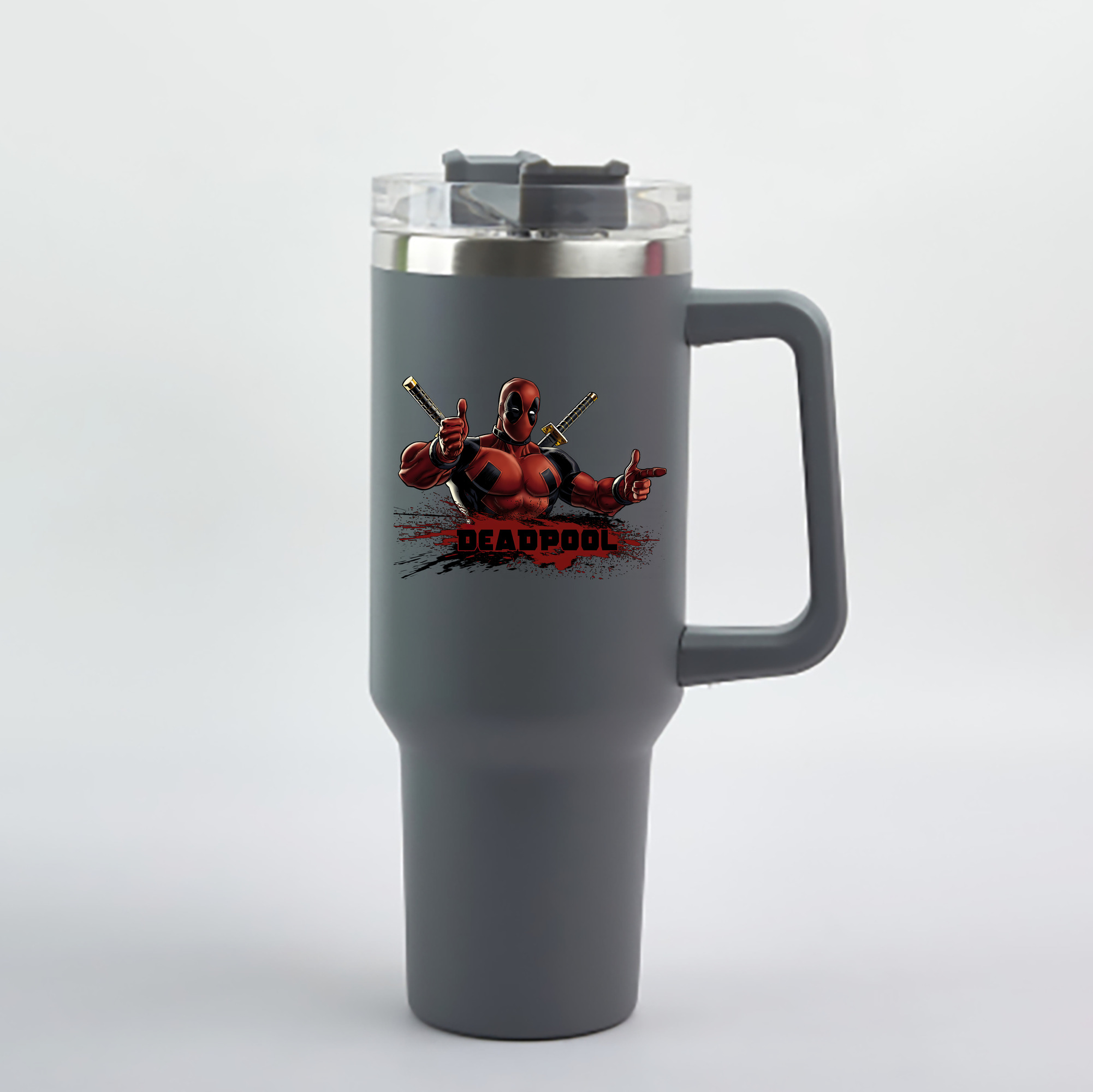 （画像用） Deadpool デッドプール 1200mL車用タンブラー - クリスタルステッカー（プラスチックストロー付き）