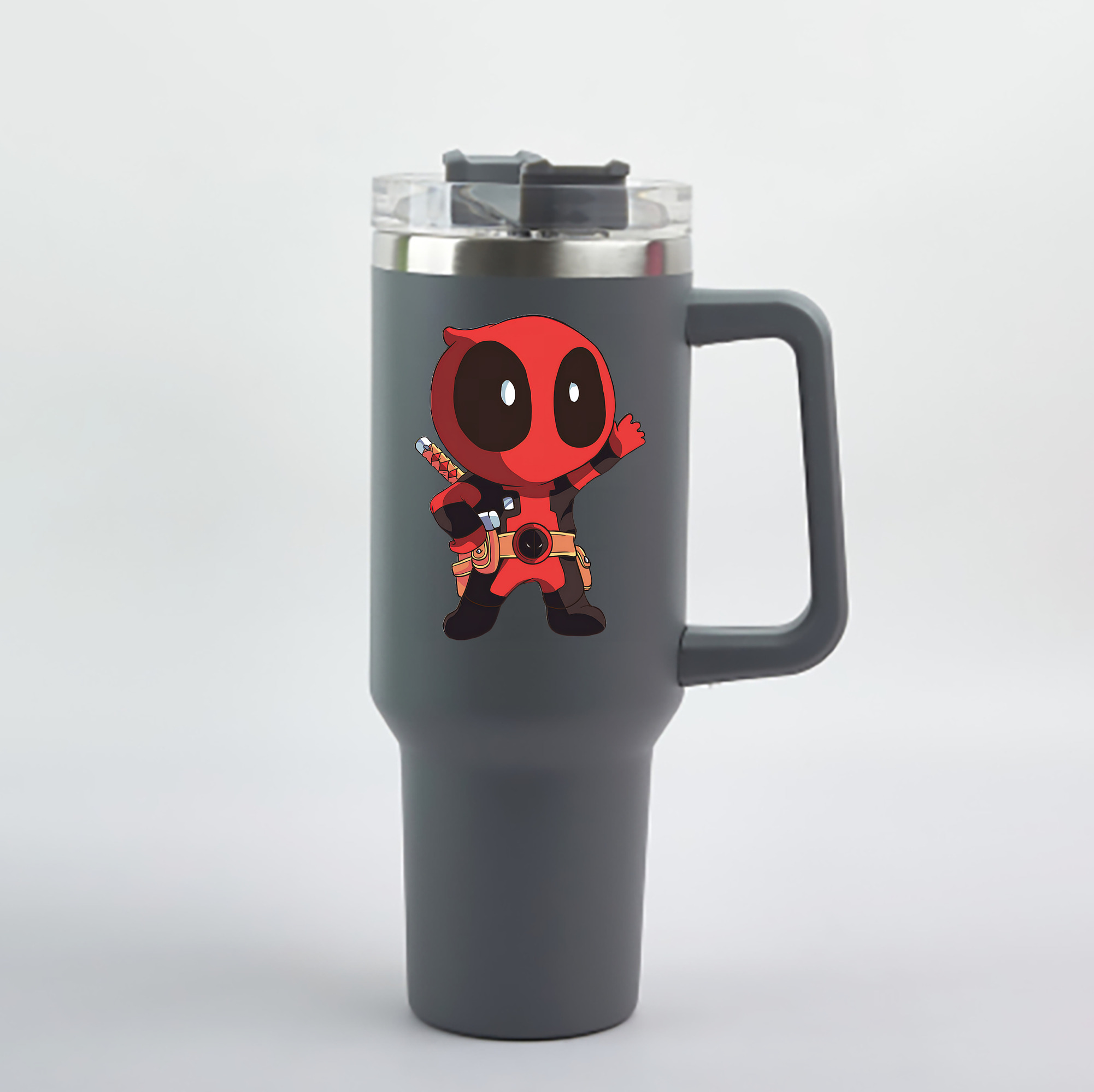（画像用） Deadpool デッドプール 1200mL車用タンブラー - クリスタルステッカー（プラスチックストロー付き）