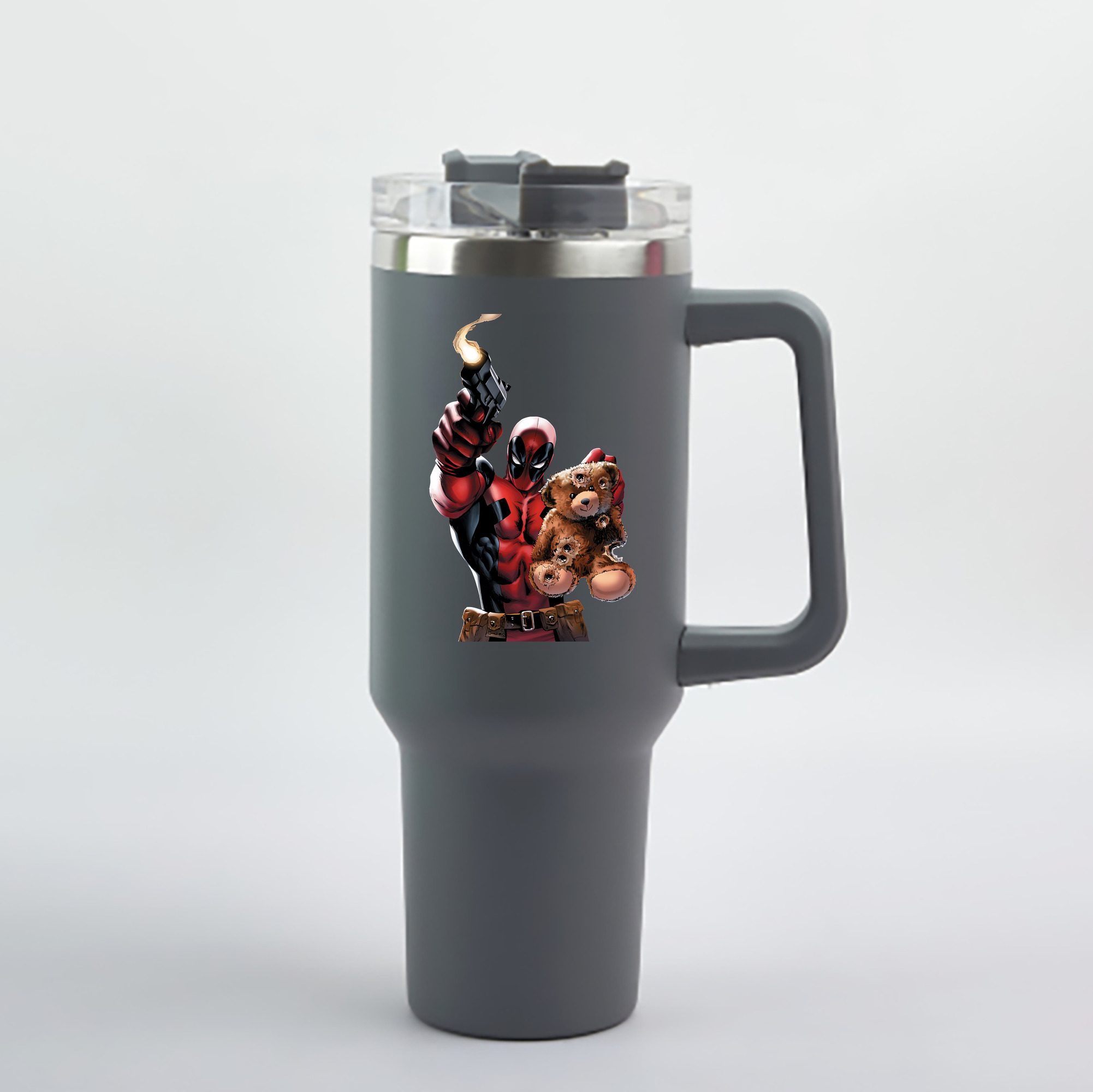 （画像用） Deadpool デッドプール 1200mL車用タンブラー - クリスタルステッカー（プラスチックストロー付き）