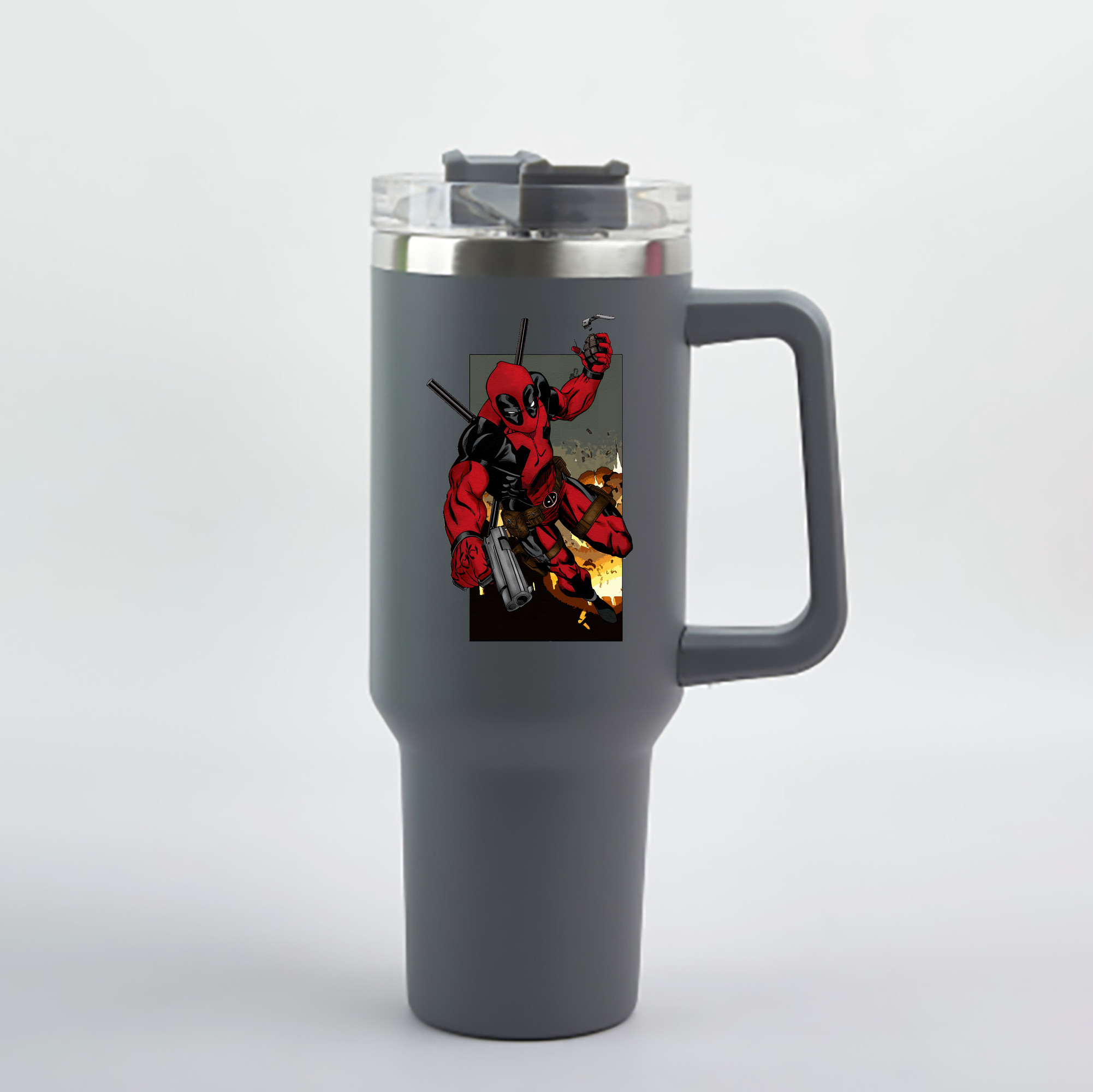 （画像用） Deadpool デッドプール 1200mL車用タンブラー - クリスタルステッカー（プラスチックストロー付き）