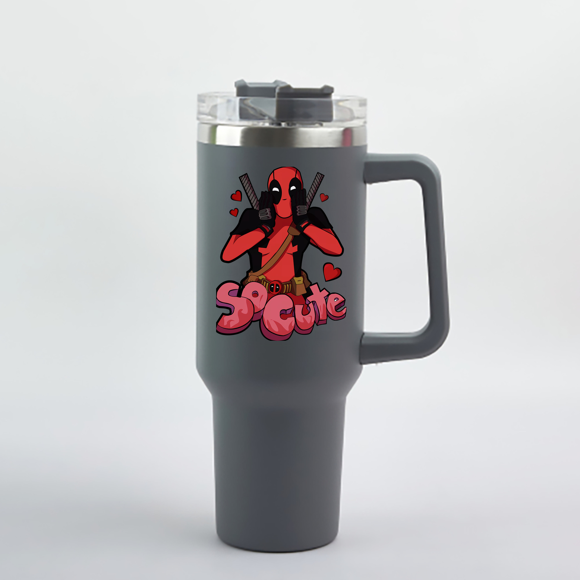 （画像用） Deadpool デッドプール 1200mL車用タンブラー - クリスタルステッカー（プラスチックストロー付き）