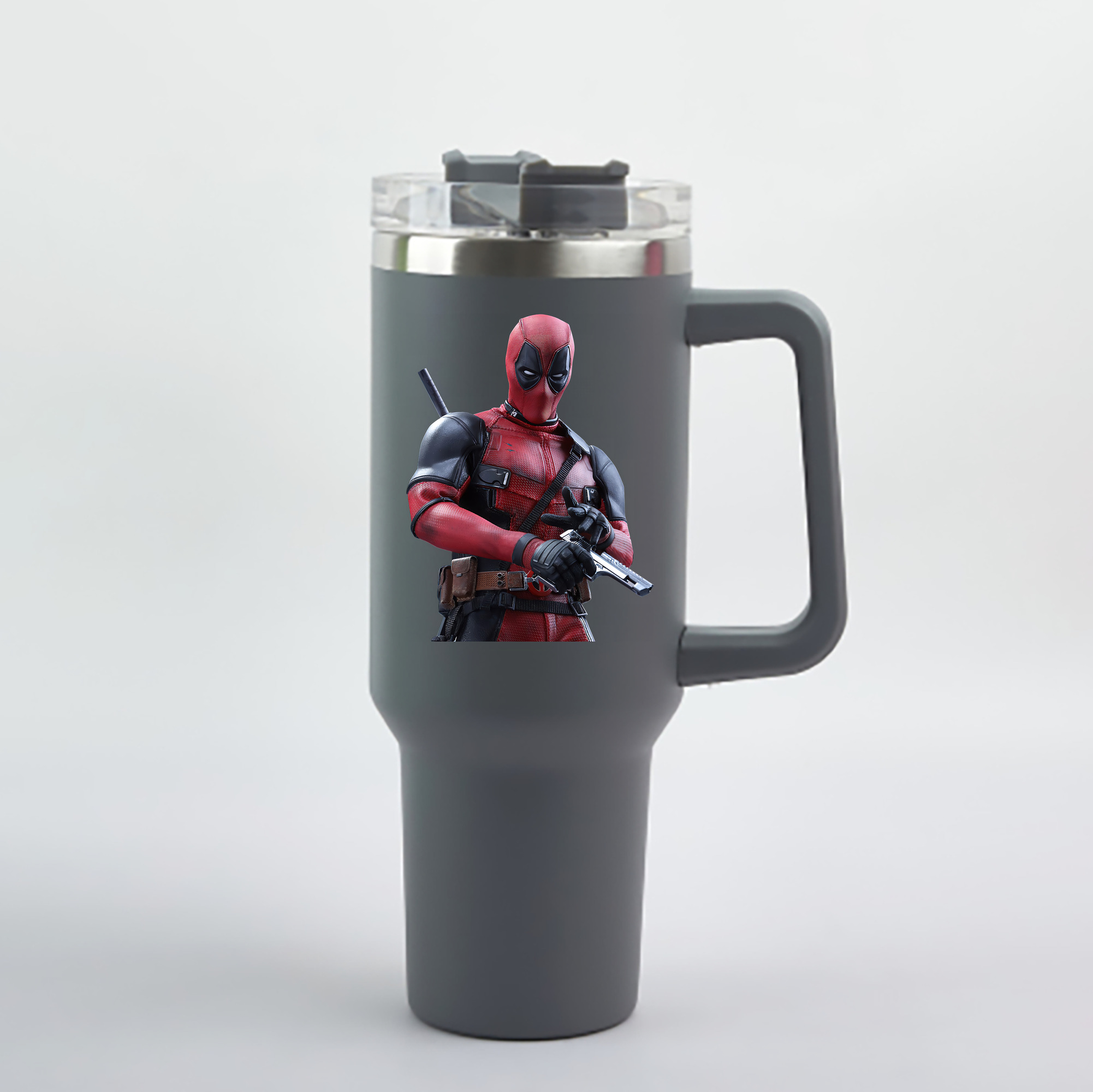 （画像用） Deadpool デッドプール 1200mL車用タンブラー - クリスタルステッカー（プラスチックストロー付き）
