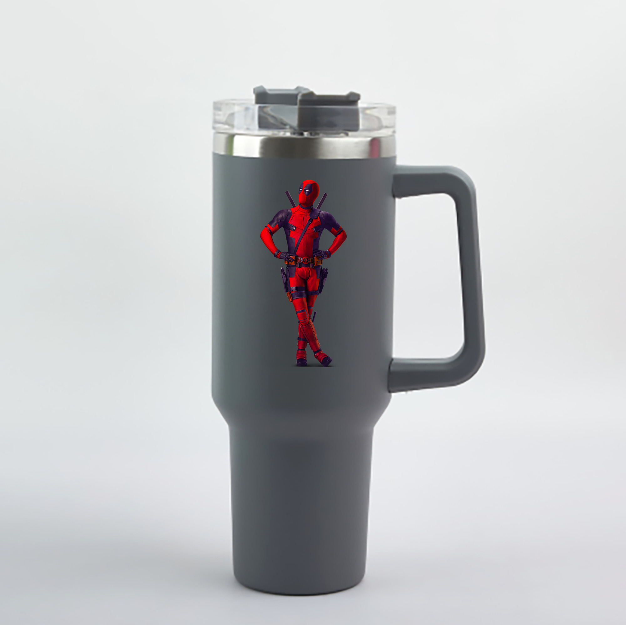 （画像用） Deadpool デッドプール 1200mL車用タンブラー - クリスタルステッカー（プラスチックストロー付き）