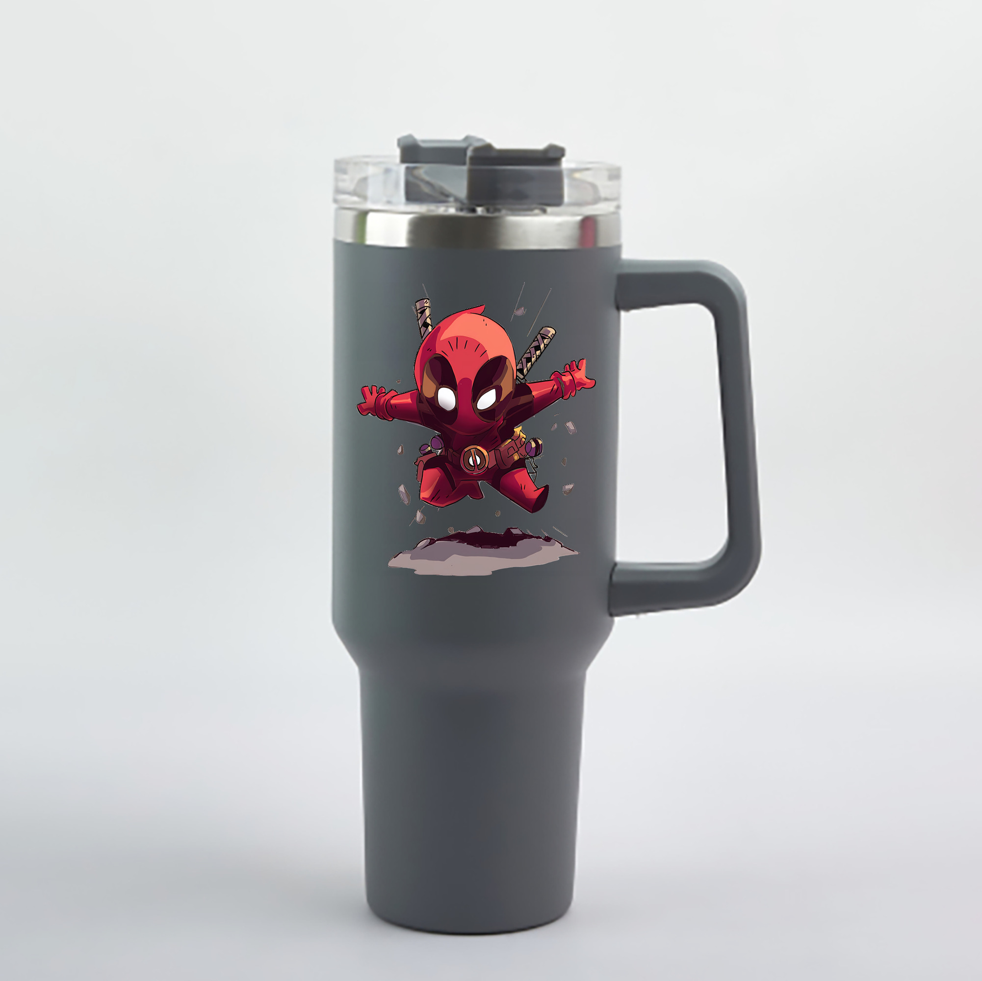 （画像用） Deadpool デッドプール 1200mL車用タンブラー - クリスタルステッカー（プラスチックストロー付き）