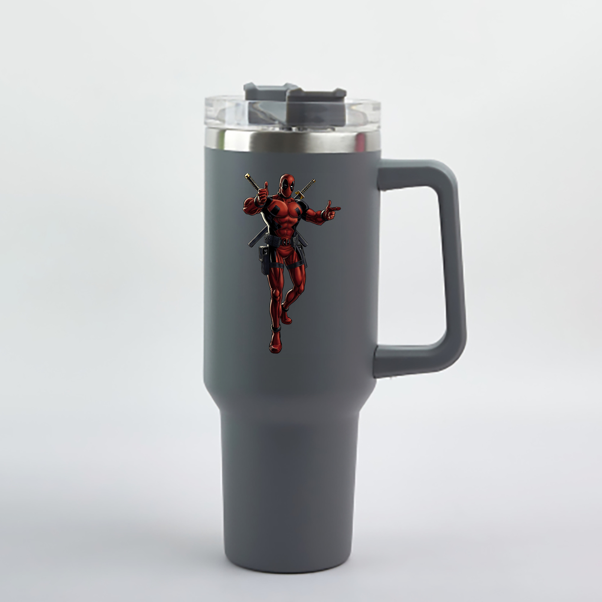（画像用） Deadpool デッドプール 1200mL車用タンブラー - クリスタルステッカー（プラスチックストロー付き）
