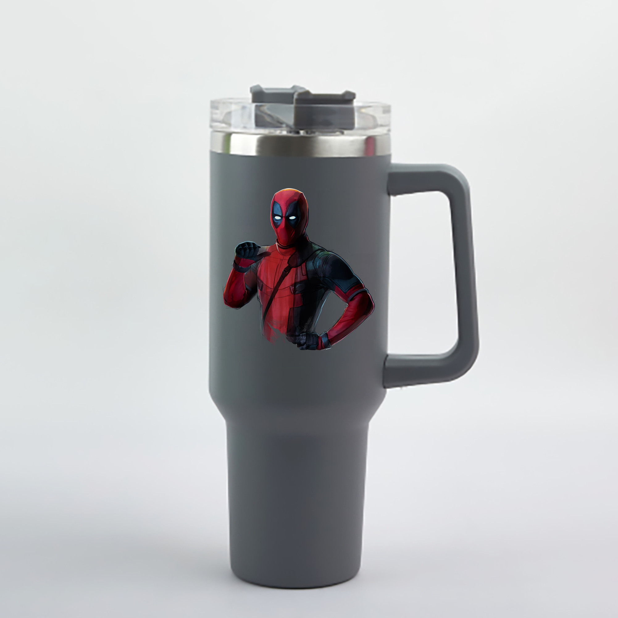 （画像用） Deadpool デッドプール 1200mL車用タンブラー - クリスタルステッカー（プラスチックストロー付き）