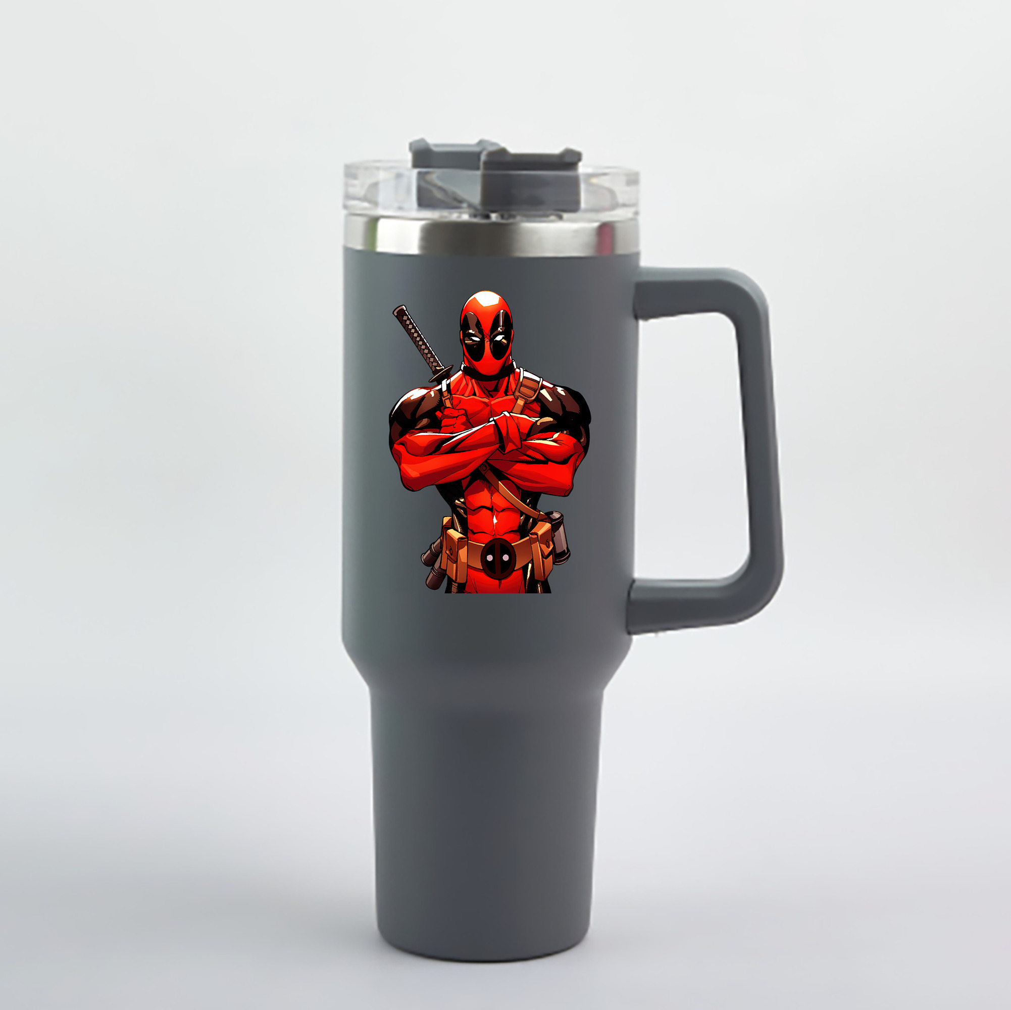 （画像用） Deadpool デッドプール 1200mL車用タンブラー - クリスタルステッカー（プラスチックストロー付き）