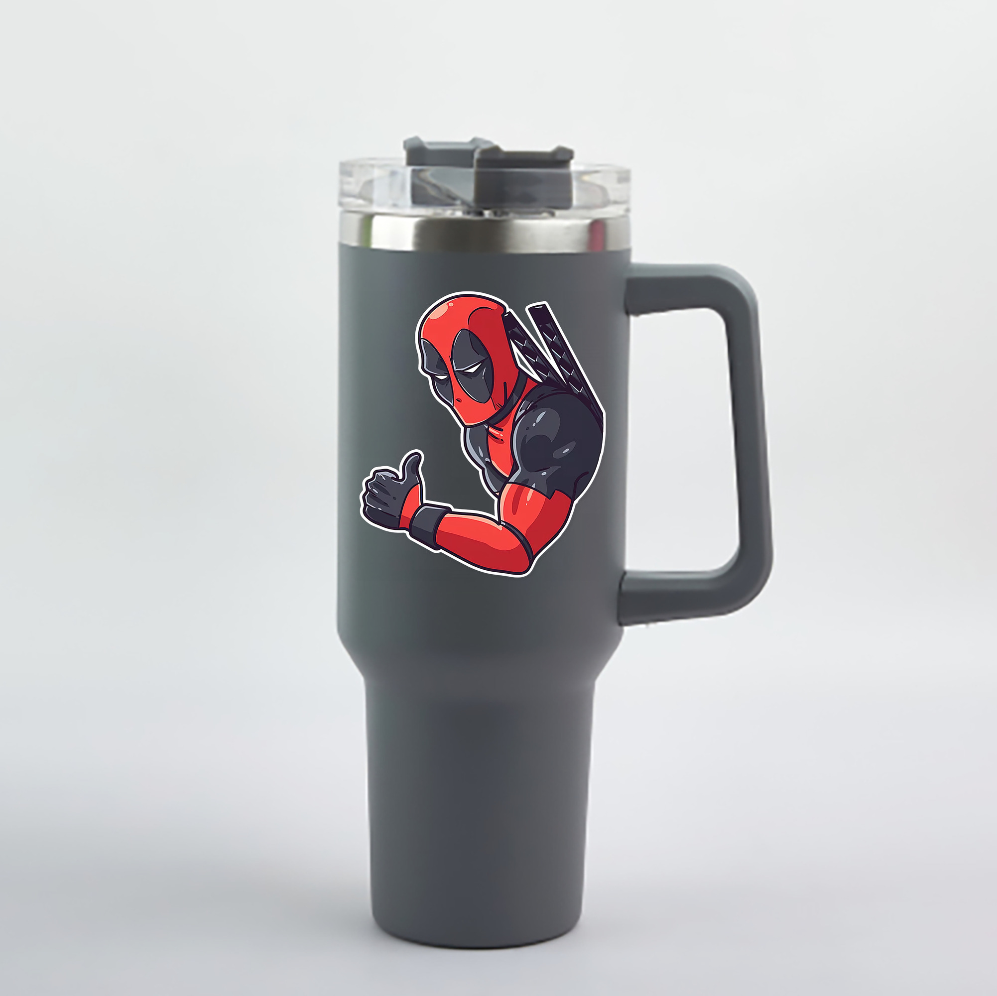（画像用） Deadpool デッドプール 1200mL車用タンブラー - クリスタルステッカー（プラスチックストロー付き）