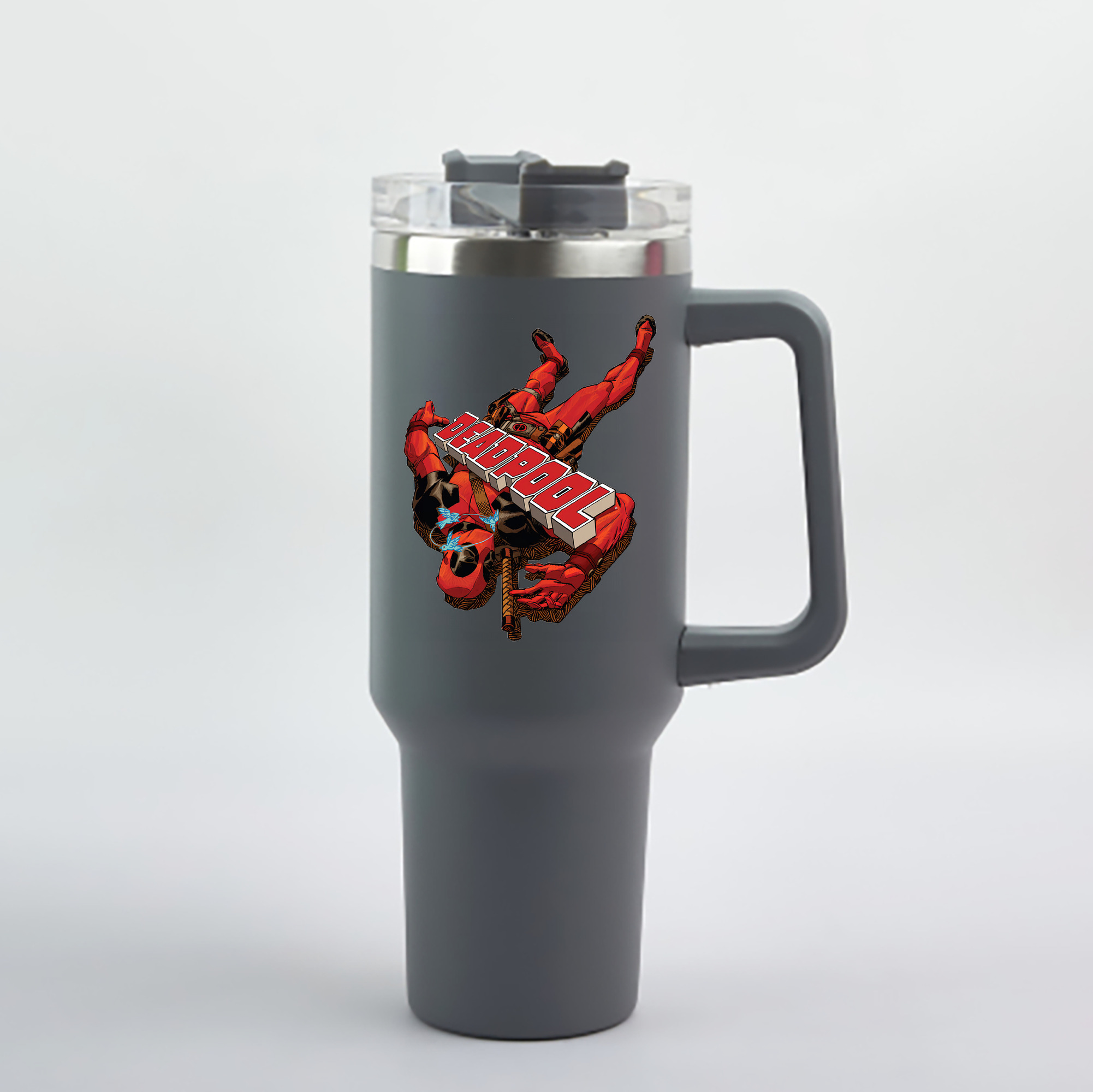 （画像用） Deadpool デッドプール 1200mL車用タンブラー - クリスタルステッカー（プラスチックストロー付き）