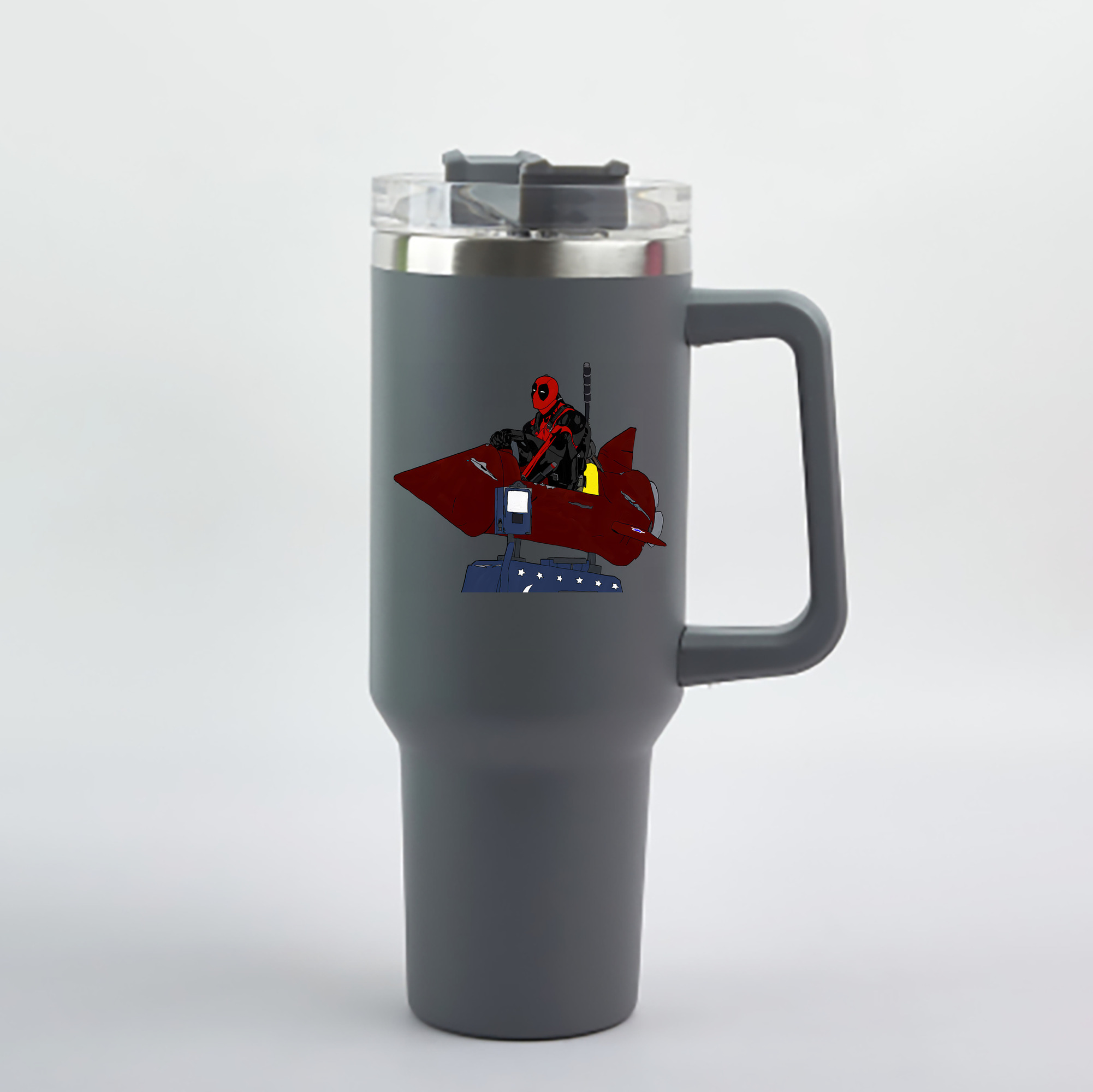 （画像用） Deadpool デッドプール 1200mL車用タンブラー - クリスタルステッカー（プラスチックストロー付き）