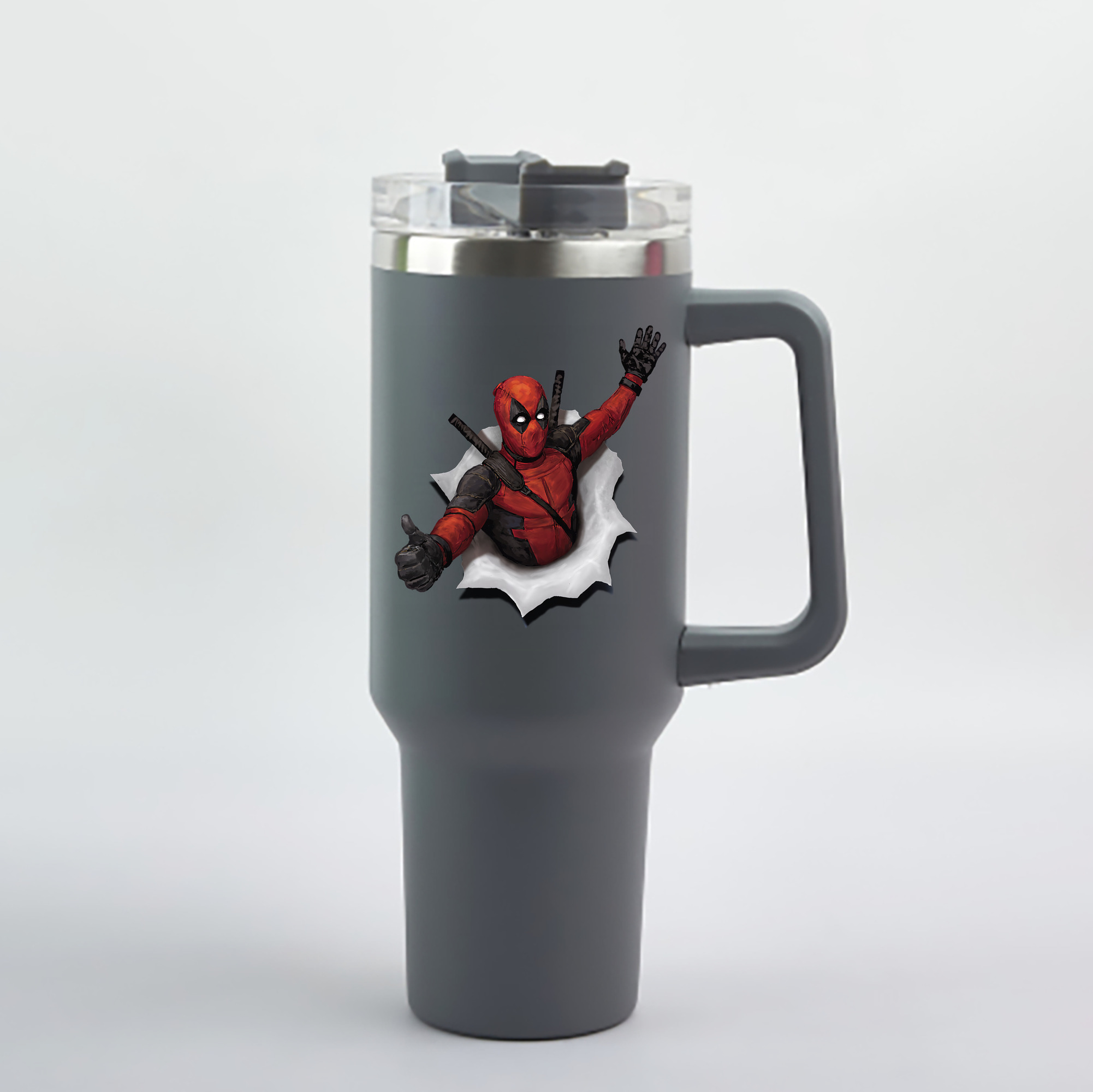（画像用） Deadpool デッドプール 1200mL車用タンブラー - クリスタルステッカー（プラスチックストロー付き）