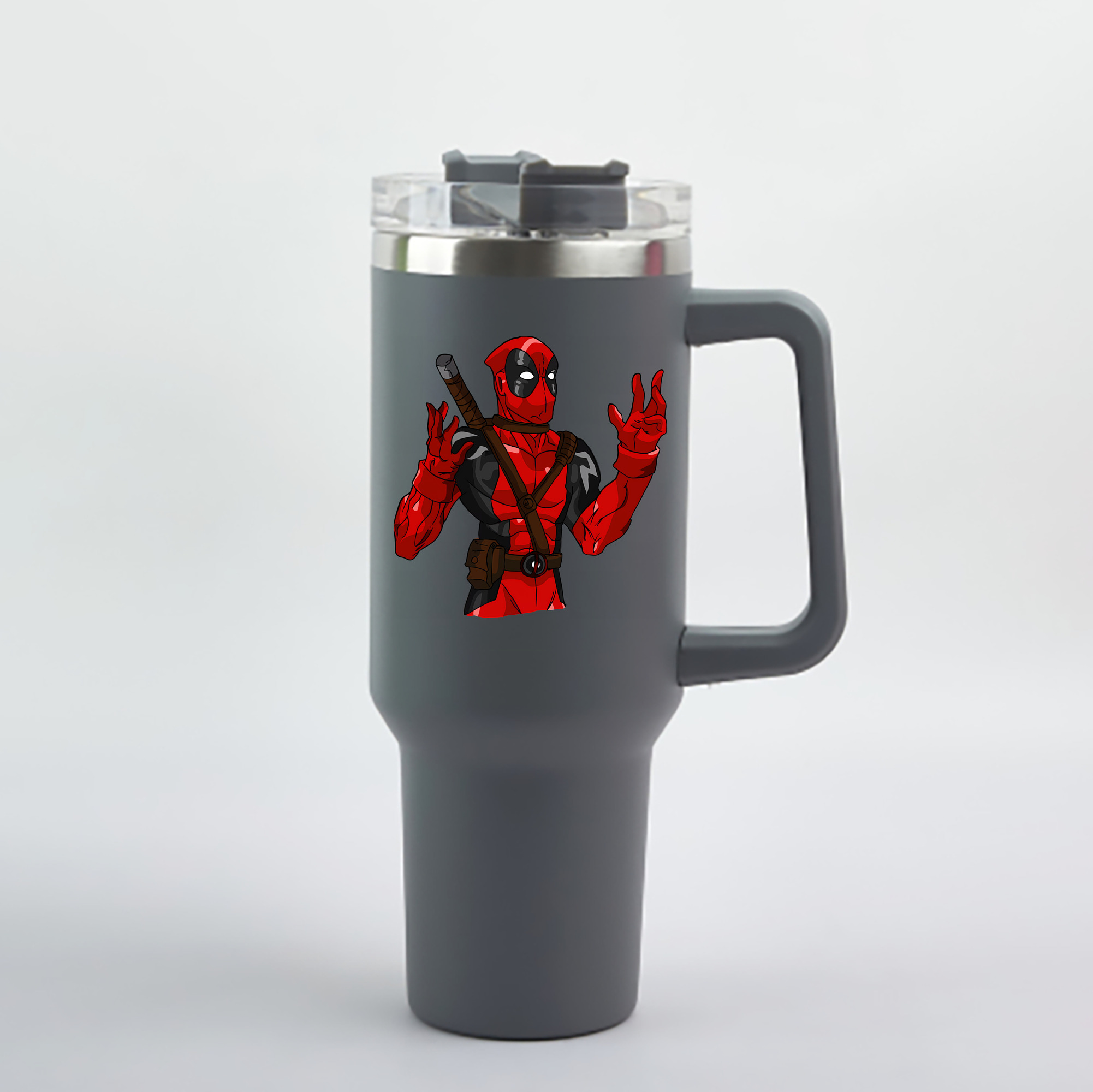 （画像用） Deadpool デッドプール 1200mL車用タンブラー - クリスタルステッカー（プラスチックストロー付き）