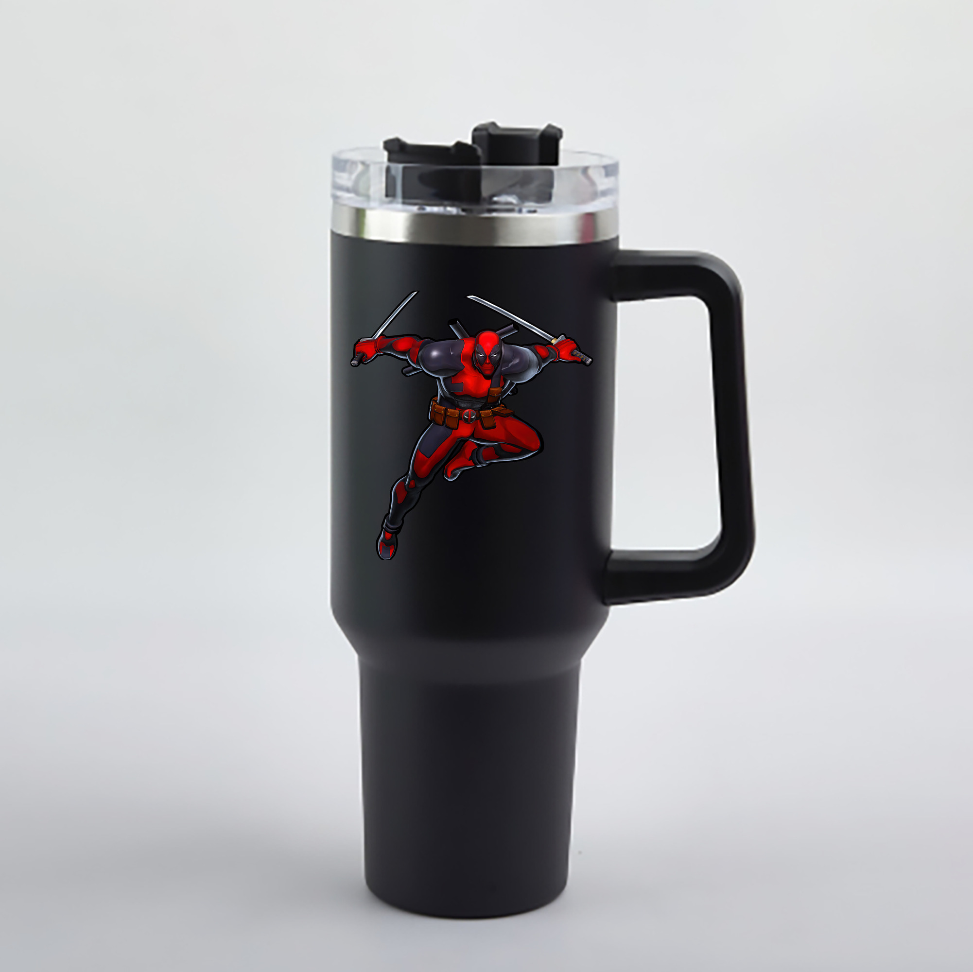 （画像用） Deadpool デッドプール 1200mL車用タンブラー - クリスタルステッカー（プラスチックストロー付き）