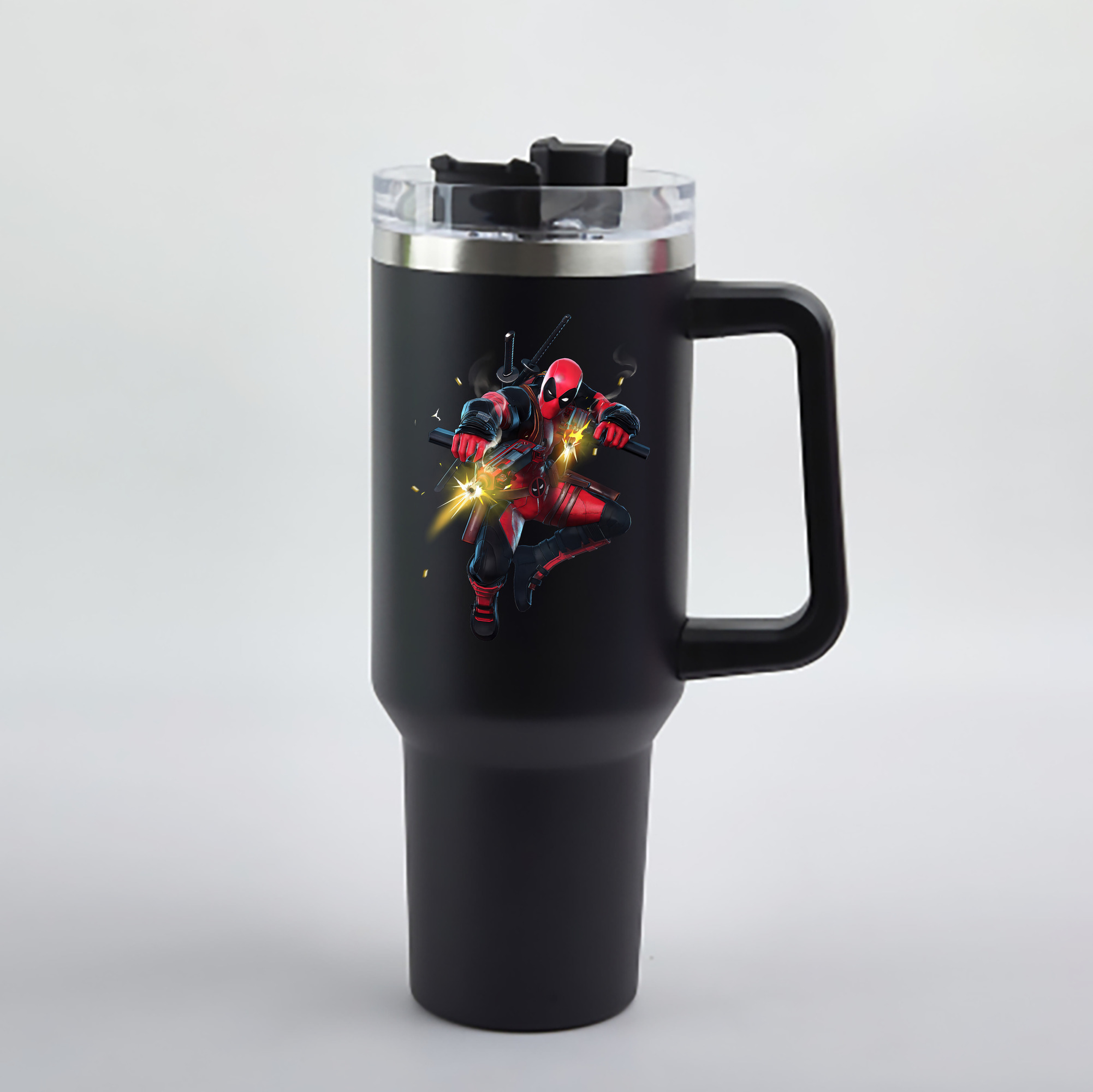 （画像用） Deadpool デッドプール 1200mL車用タンブラー - クリスタルステッカー（プラスチックストロー付き）
