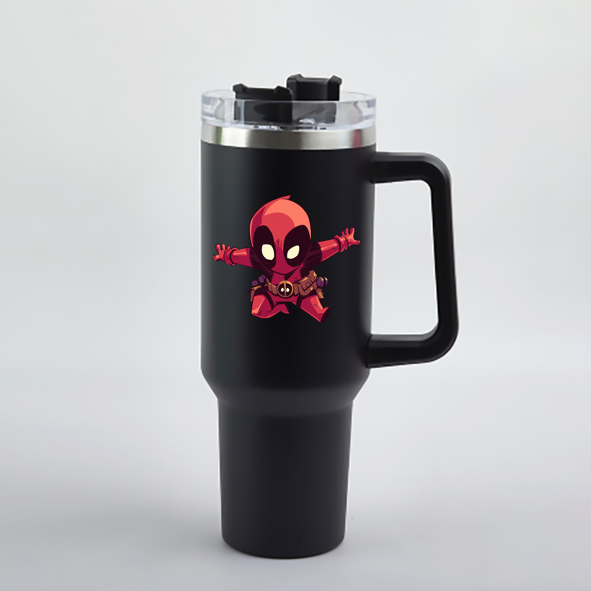 （画像用） Deadpool デッドプール 1200mL車用タンブラー - クリスタルステッカー（プラスチックストロー付き）