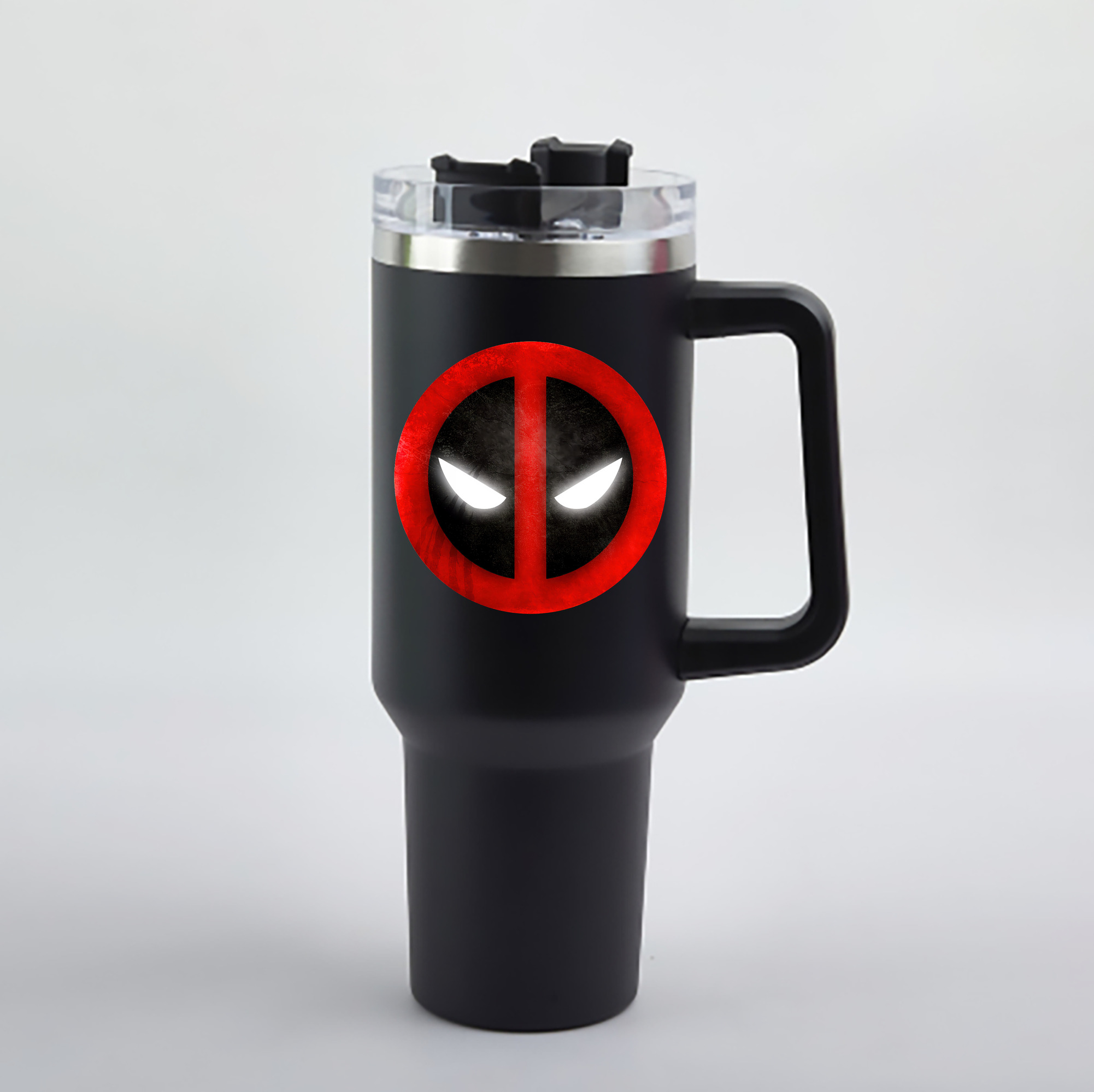 （画像用） Deadpool デッドプール 1200mL車用タンブラー - クリスタルステッカー（プラスチックストロー付き）